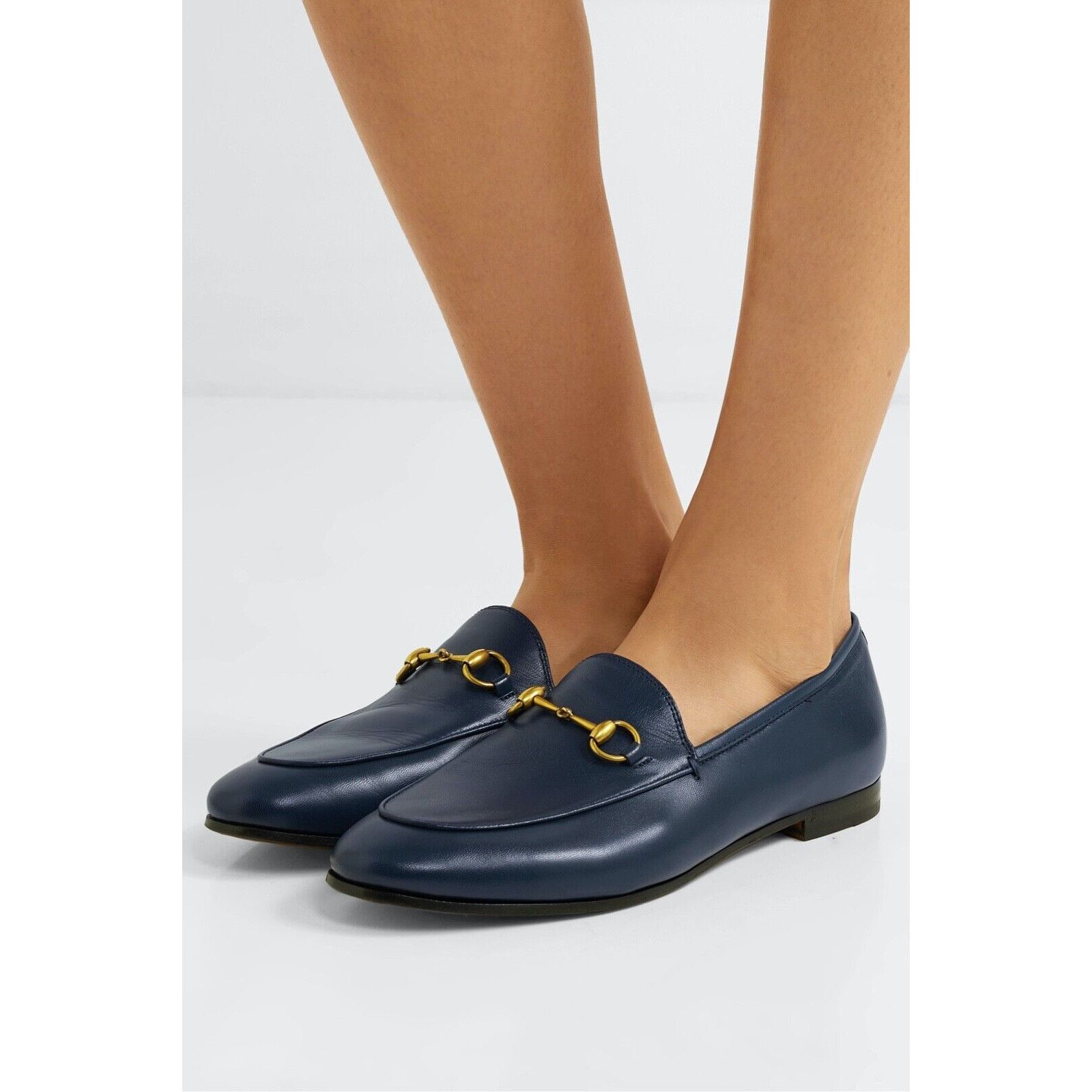Gucci Gucci New Jordaan Blue Leather GG Logo Horsebit Loafer Size US 5 / IT 35 - 3 Thumbnail