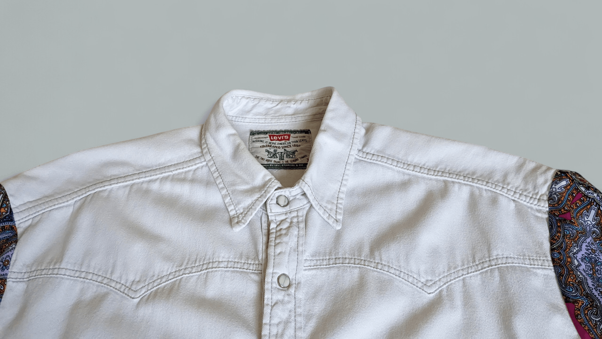 Levi's Vintage Clothing Rare Vintage 90s Levi’s Western Shirt - White Denim XL Size US XL / EU 56 / 4 - 4 Thumbnail