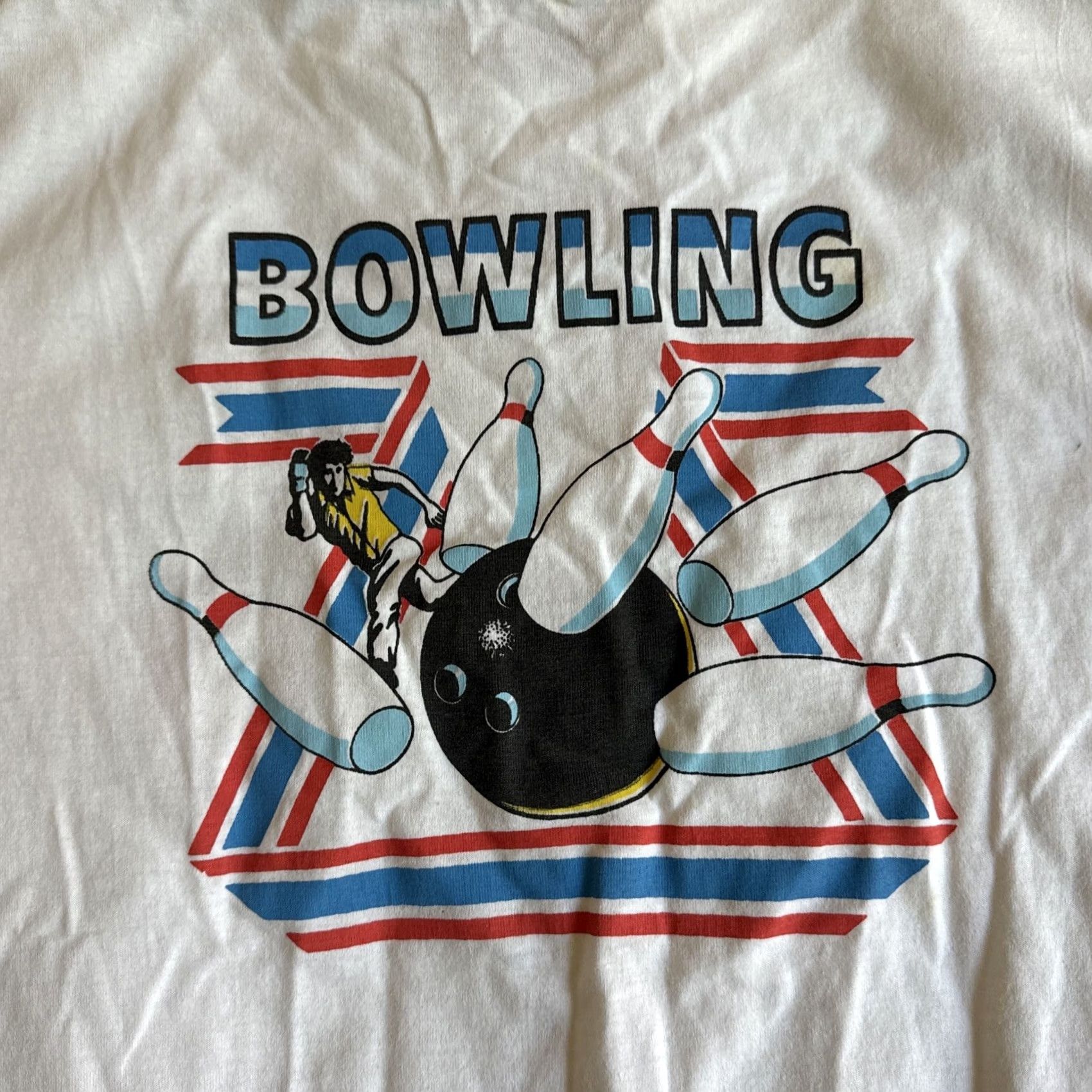 Champion VINTAGE Strike Zone Champion Bowling T-Shirt Mens M 80s White Size US M / EU 48-50 / 2 - 2 Thumbnail