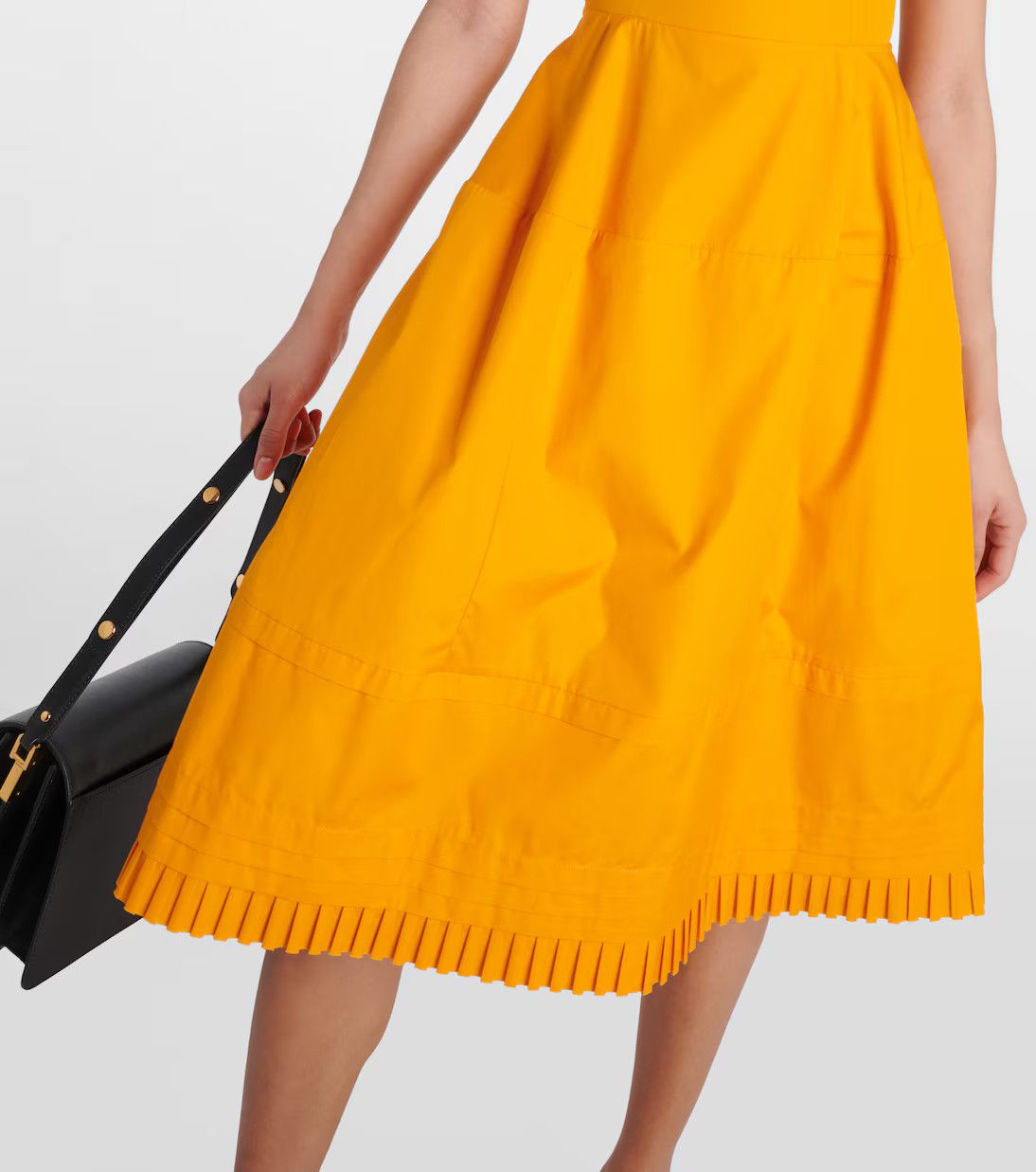 Marni o1w1db10125 Pleated Cotton Midi Dress in Light Orange Size S / US 4 / IT 40 - 5 Thumbnail