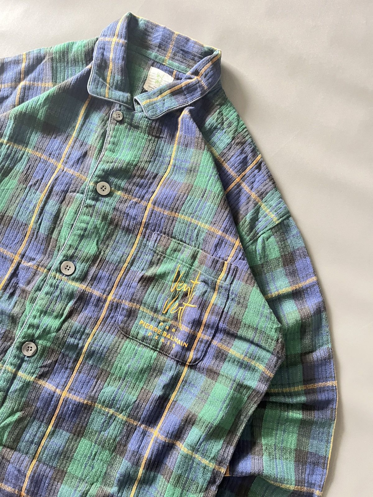Pierre Balmain Vtg 1990’s Plaid Green Jacket Pierre Balmain Paris Vent Vert Size US XL / EU 56 / 4 - 4 Thumbnail