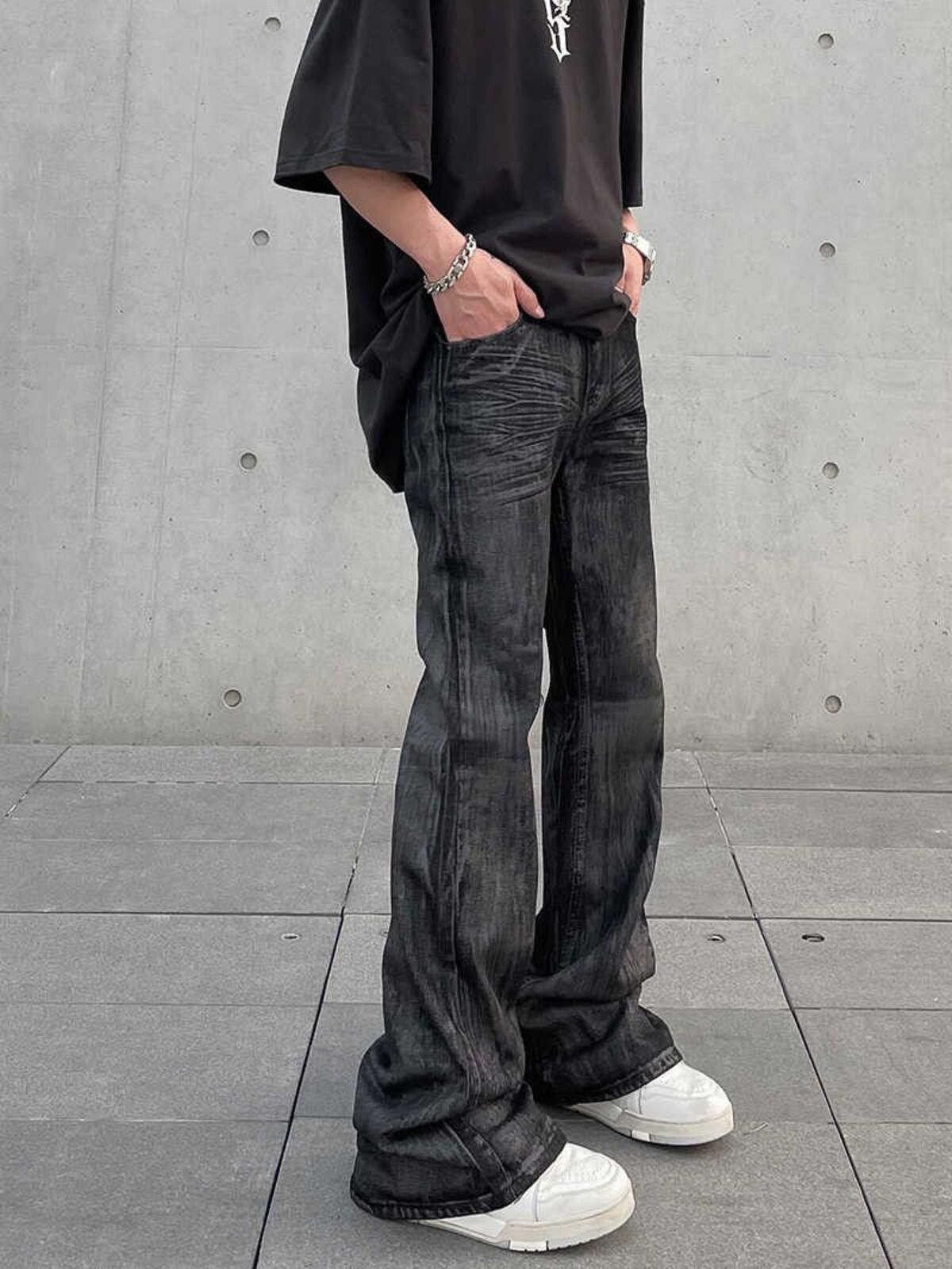 Other Black Coated Stacked Flare Jeans Size US 28 / EU 44 - 1 Thumbnail