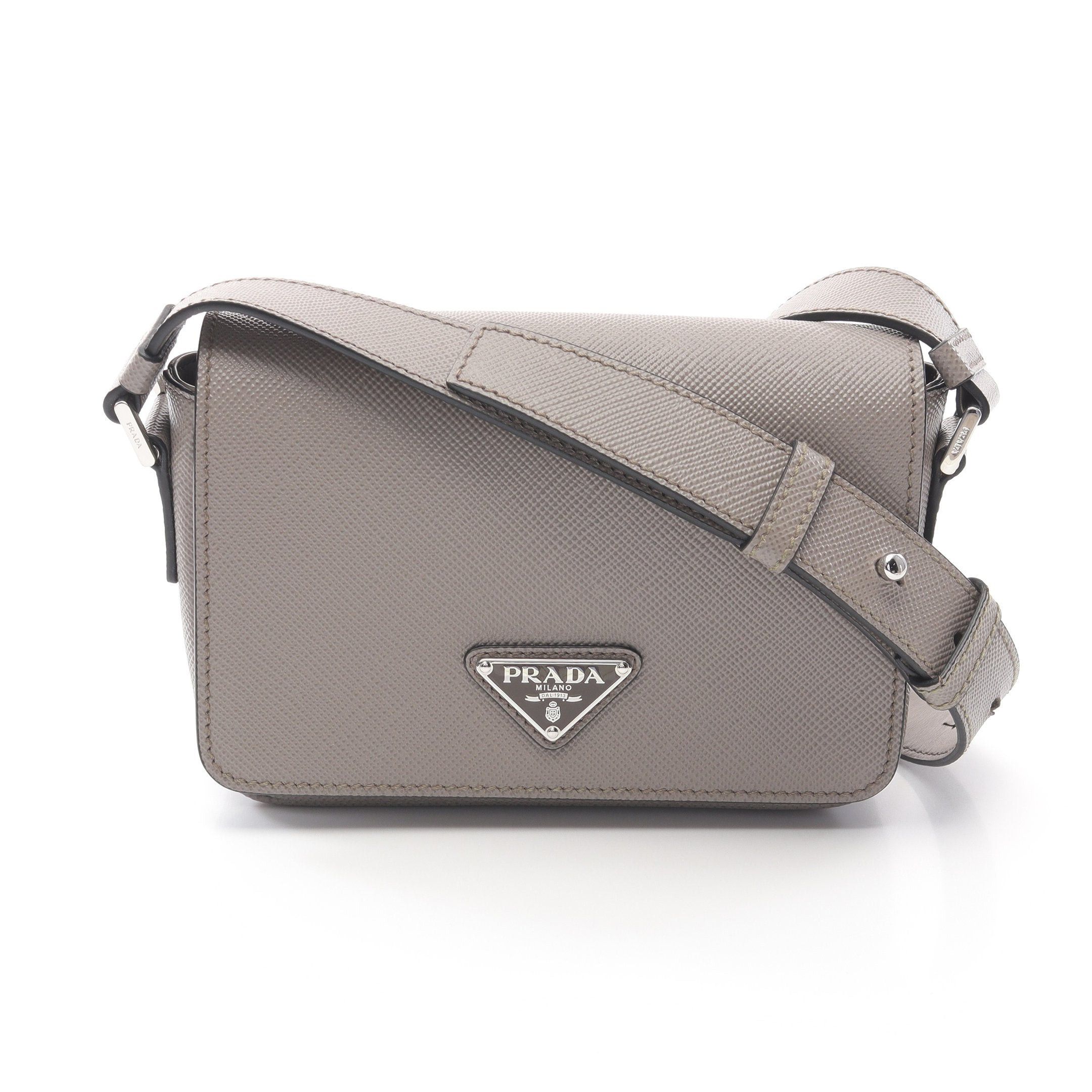 Prada Prada Shoulder Bag Saffiano Leather Gray Size ONE SIZE - 1 Thumbnail