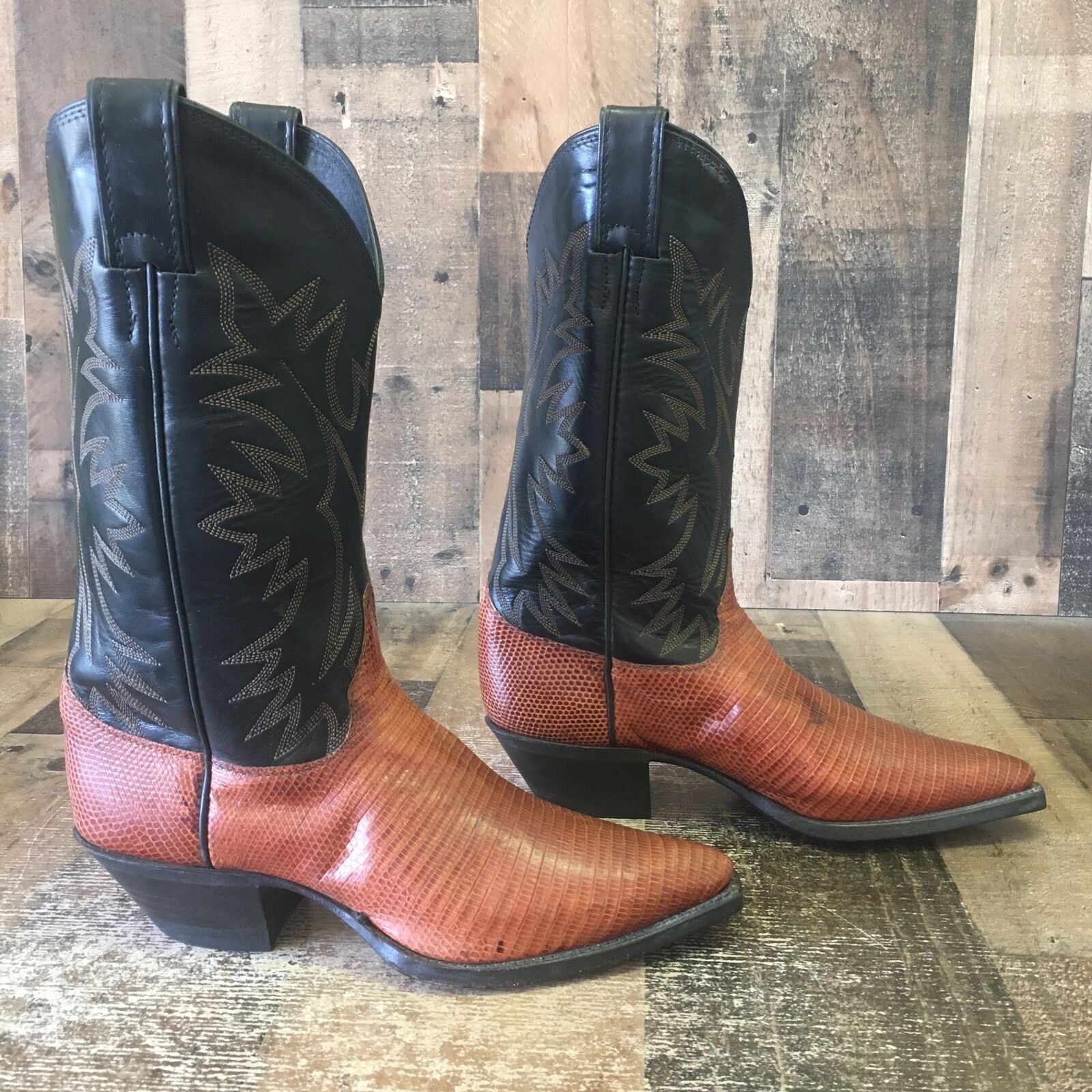 Justin Justin Teju Lizard Pointed Toe Cowboy Boots Womens 7.5 C Size US 7.5 / IT 37.5 - 10 Thumbnail