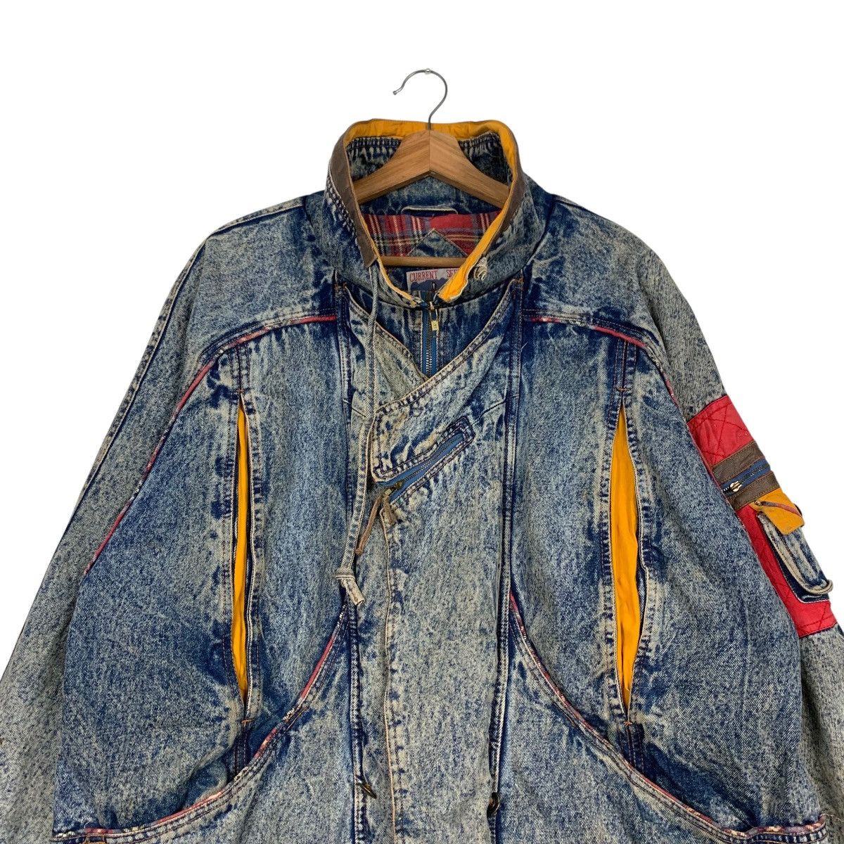 Vintage CURRENT SEEN Tartan Lined Stone Wash Denim Jacket #2175-C96 Size US XXL / EU 58 / 5 - 4 Thumbnail