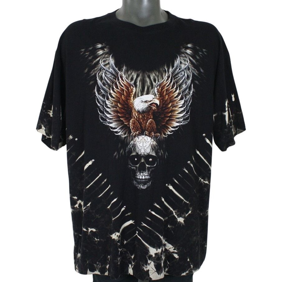 Liquid Blue × Vintage Survivors Y2K Eagle Skull Tie Dye Studded T Shirt 2XL Biker Size US XXL / EU 58 / 5 - 1 Thumbnail