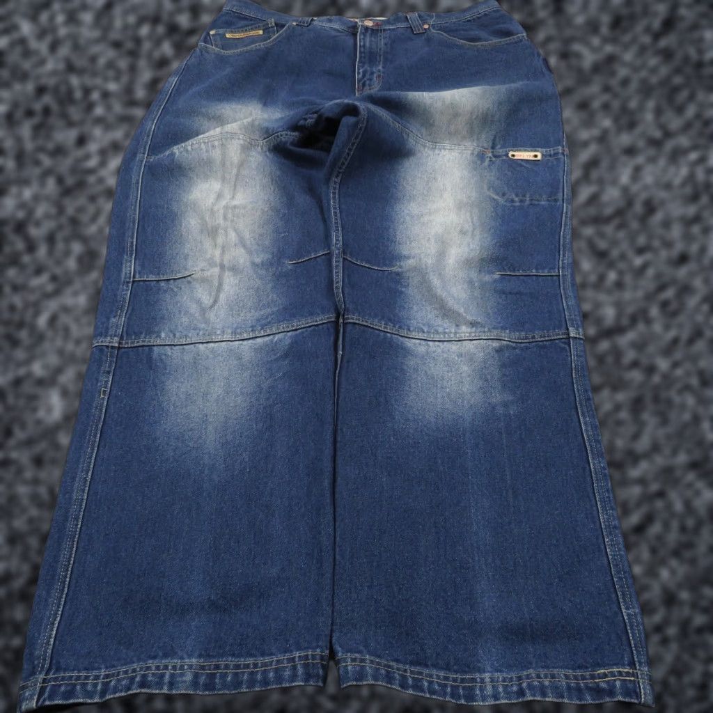 Doublet VINTAGE Brooklyn Xpress Baggy Jeans 40 Men Carpenter Y2K Double Knee Grunge Skater Wide Leg Opening 11" Denim Blue 5-Pocket Mens Jeans Size US 40 / EU 56 - 1 Thumbnail