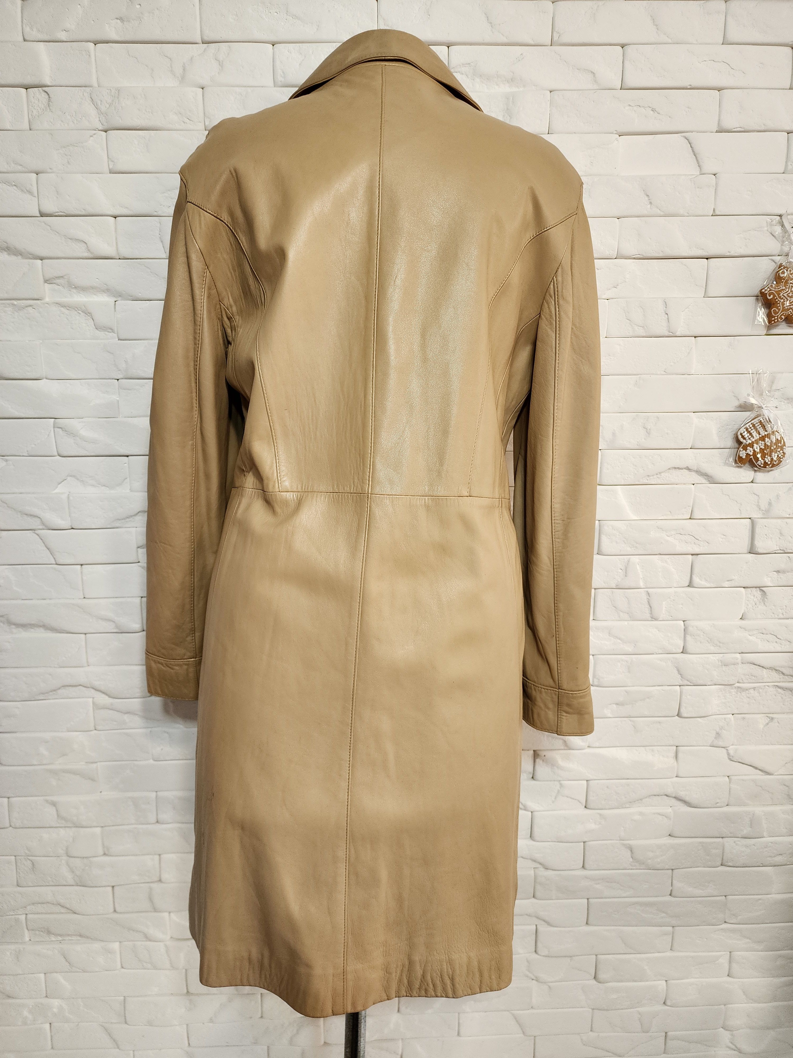 Genuine Leather Brown Leather Trench Coat: Women's Long Leather Raincoat Size L / US 10 / IT 46 - 3 Thumbnail