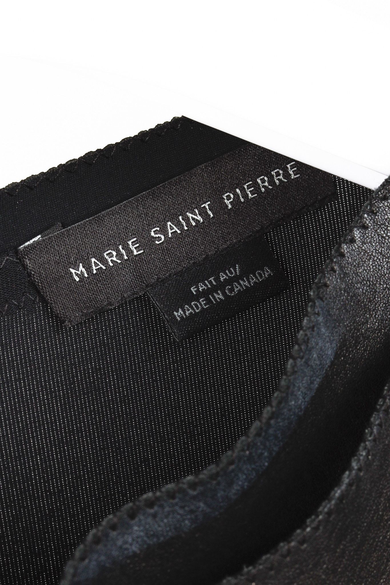 Marie Saint Pierre Marie Saint Pierre Black Crepe Leather-Bow Long-Sleeve Dress Size L / US 10 / IT 46 - 4 Thumbnail