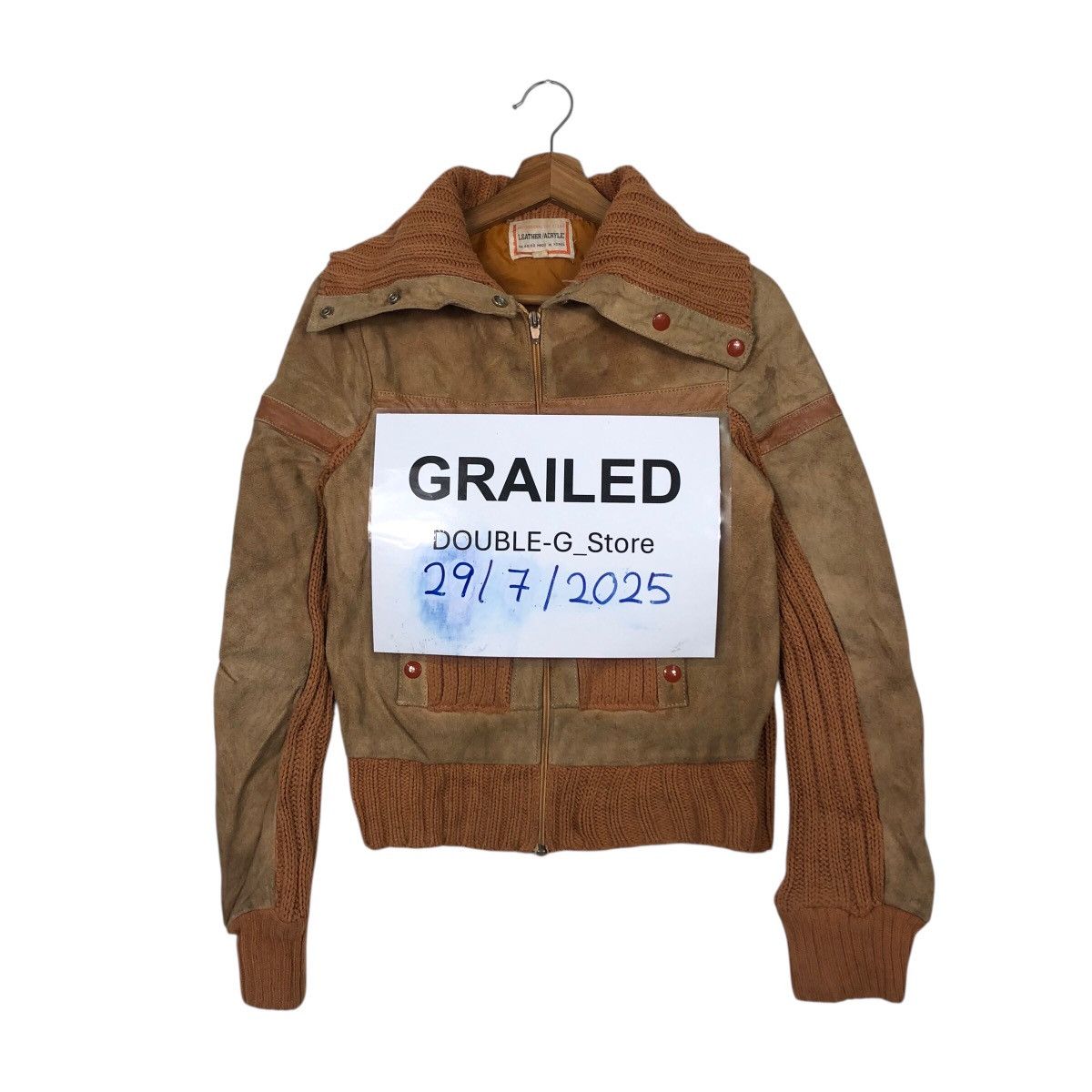 Japanese Brand 📌Vintage Cropped Leather Jacket Leather/Arcylic Size L / US 10 / IT 46 - 1 Thumbnail