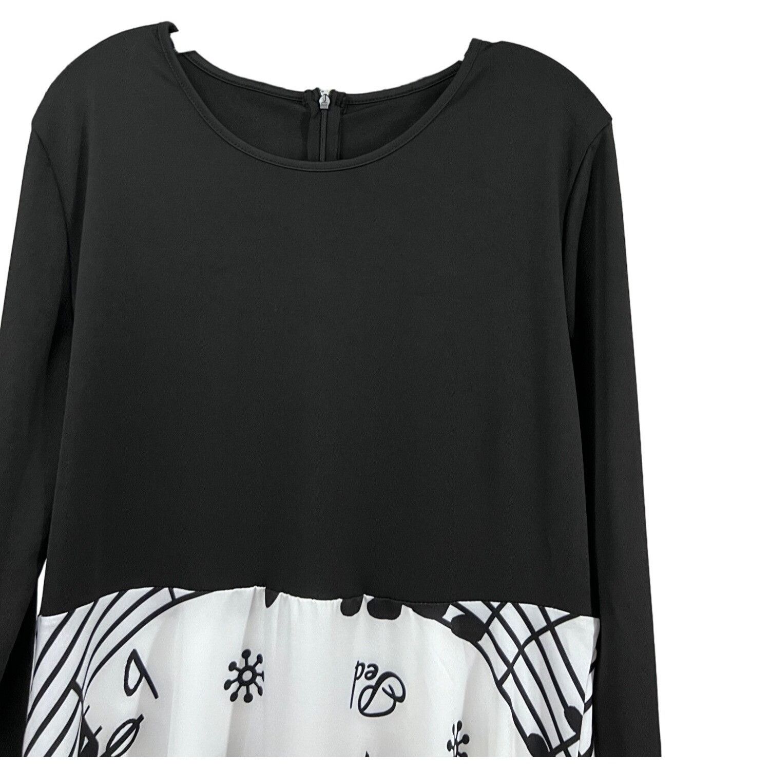 Designer Rockabilly Rocker Black White Colorblock Music Notes Size XL / US 12-14 / IT 48-50 - 5 Thumbnail