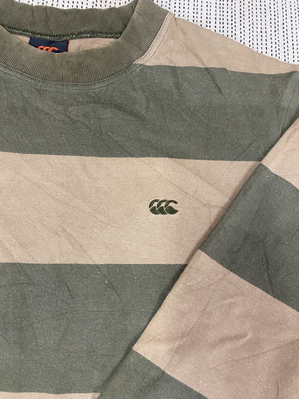 Canterbury of New Zealand Canterbury | Olive Brown Striped Long Sleeve T-Shirt Size US L / EU 52-54 / 3 - 4 Thumbnail