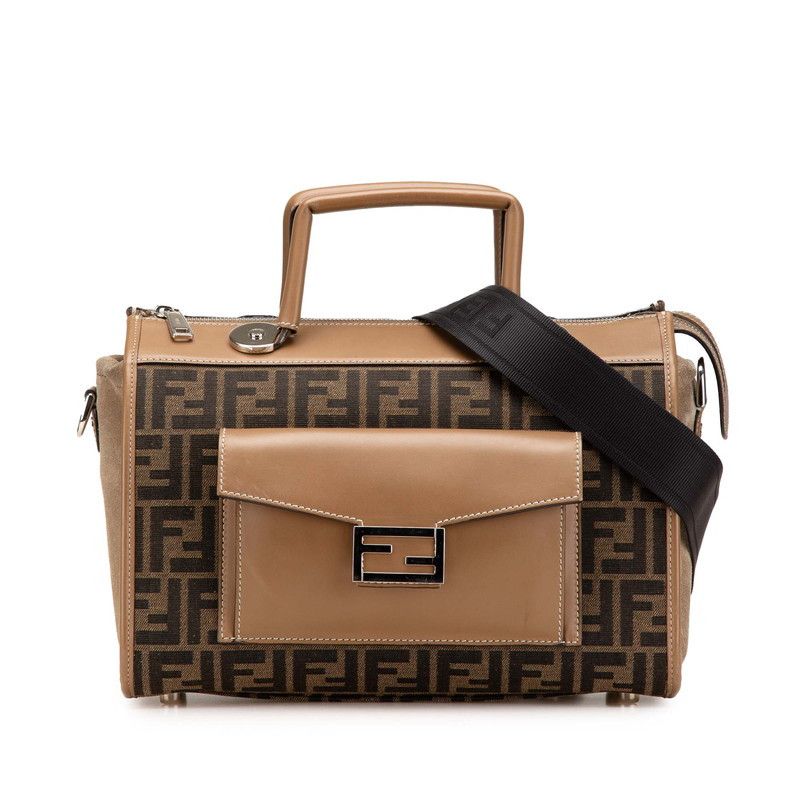 Fendi Fendi Canvas Leather Suede Soft Trunk 2Way Boston Bag 7Va571 Canvas Shoulder Bag 7Va571 in Beige, Women's