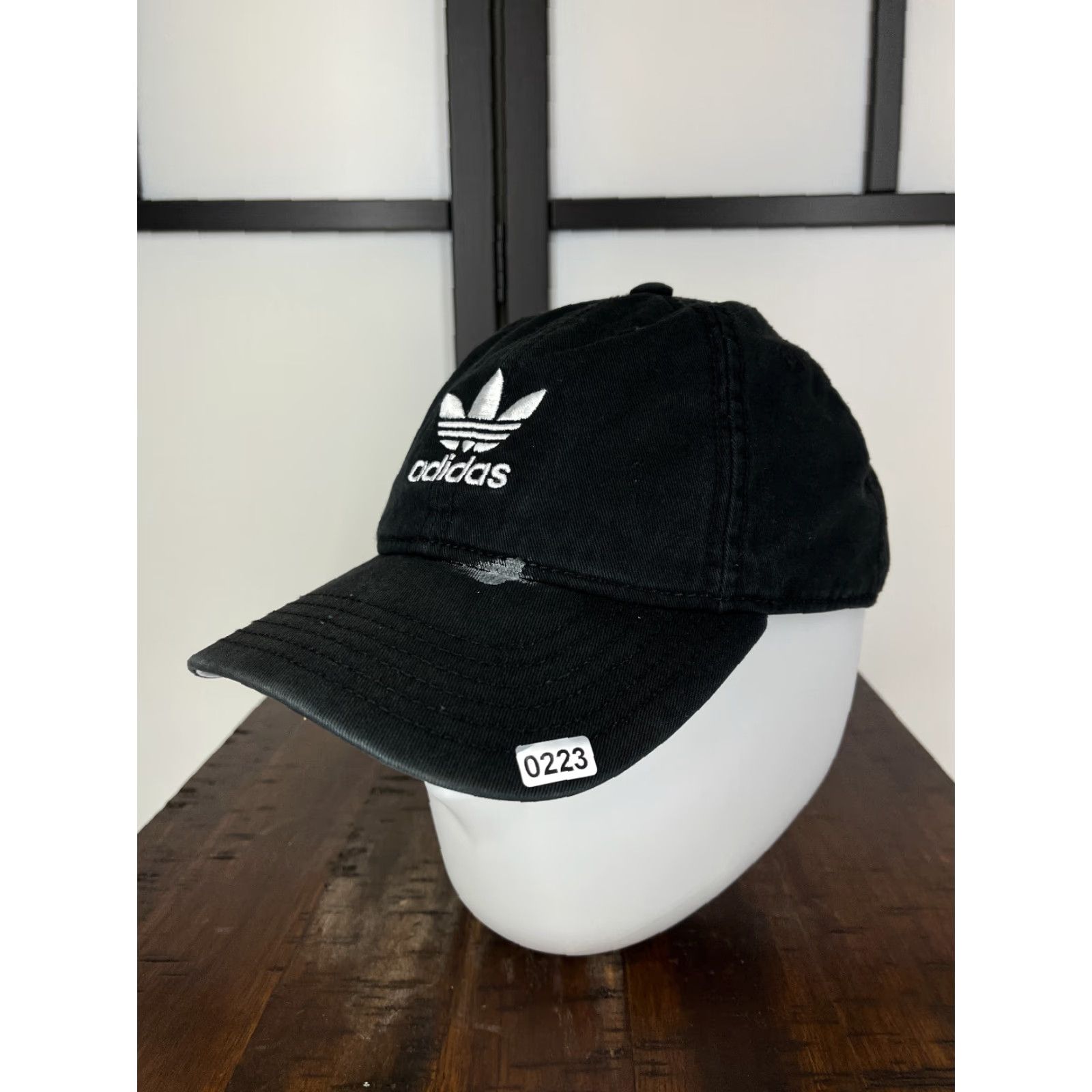 Adidas Adidas Hat Cap Strap Back Womens One Size Black Embroidered 3 Stripes Cotton Size ONE SIZE - 4 Thumbnail