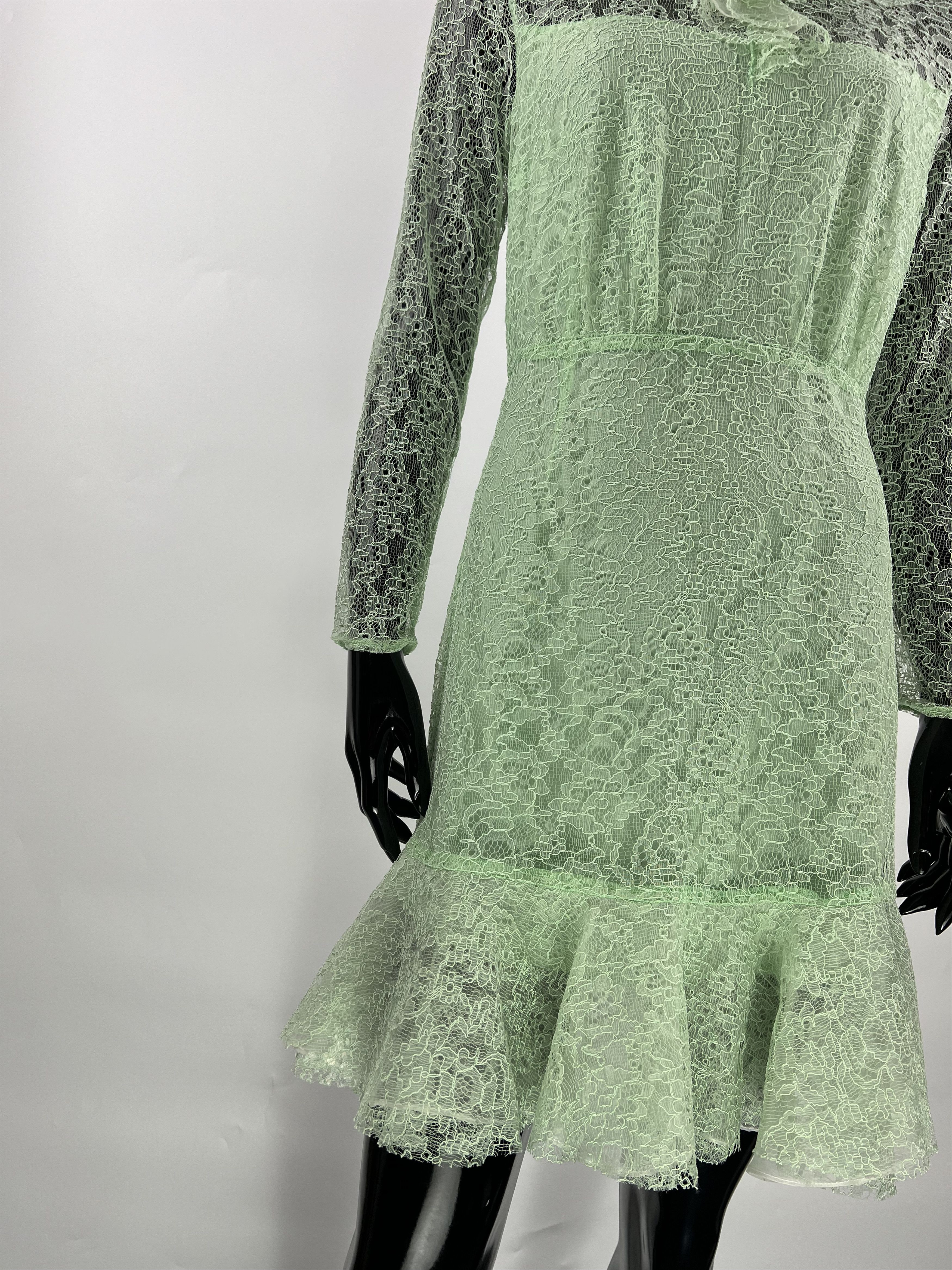sandro green lace dress Laura Midi Dress in Green Eyelet M main image 1