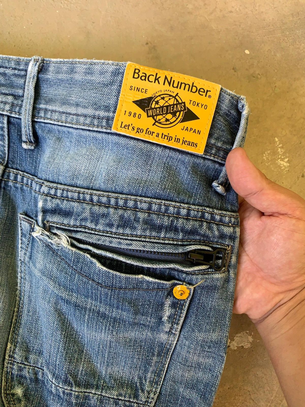 Japanese Brand Back Number Tokyo Curved 3D Distressed Denim Jeans Size US 30 / EU 46 - 12 Thumbnail