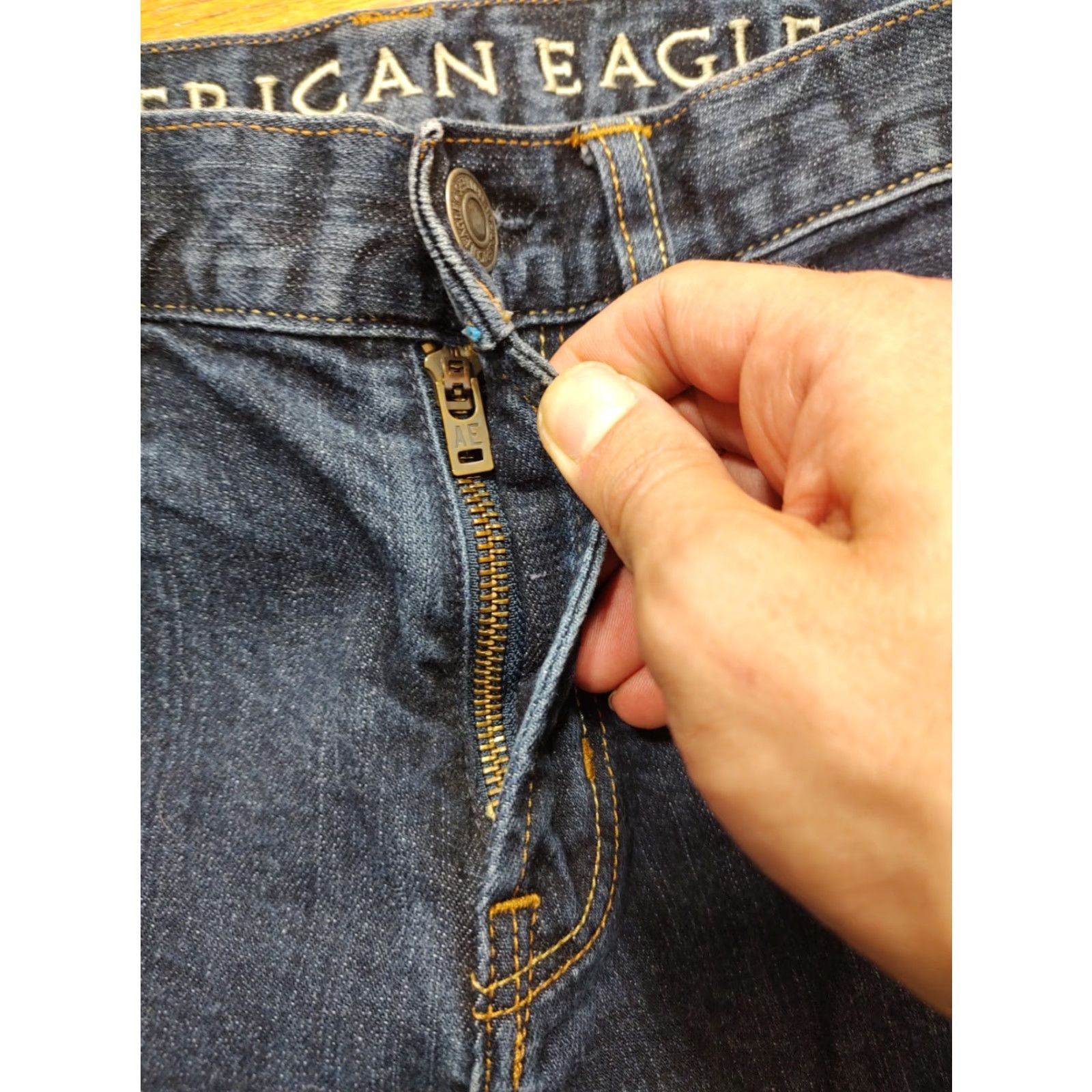 American Eagle Outfitters American Eagle Jeans Mens 31x30 Dark Blue Denim Slim Skinny Measurements Size US 31 - 6 Thumbnail