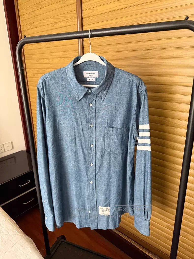Thom Browne Thom Browne Denim Blue Shirt Size US XL / EU 56 / 4 - 2 Thumbnail