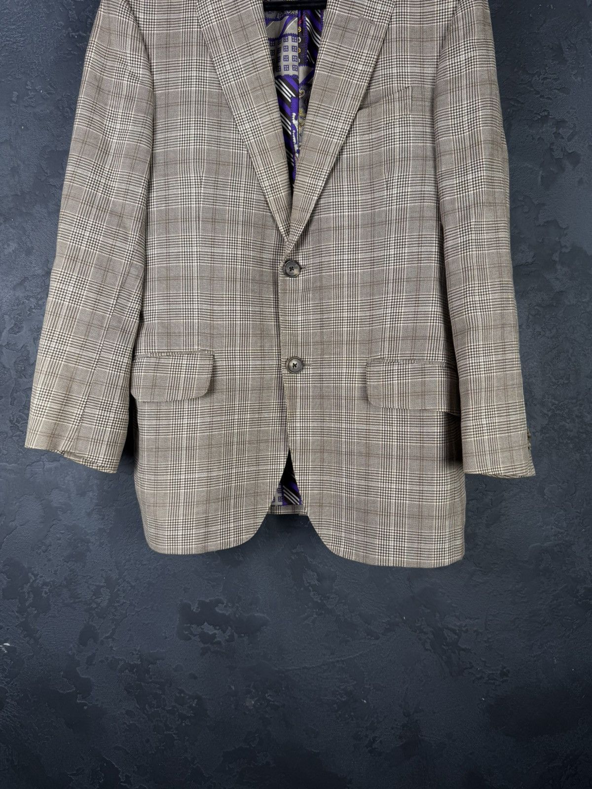 Etro ETRO Milano Mens Blazer Jacket Long Plaid Gray Size 46 Size 46R - 4 Thumbnail