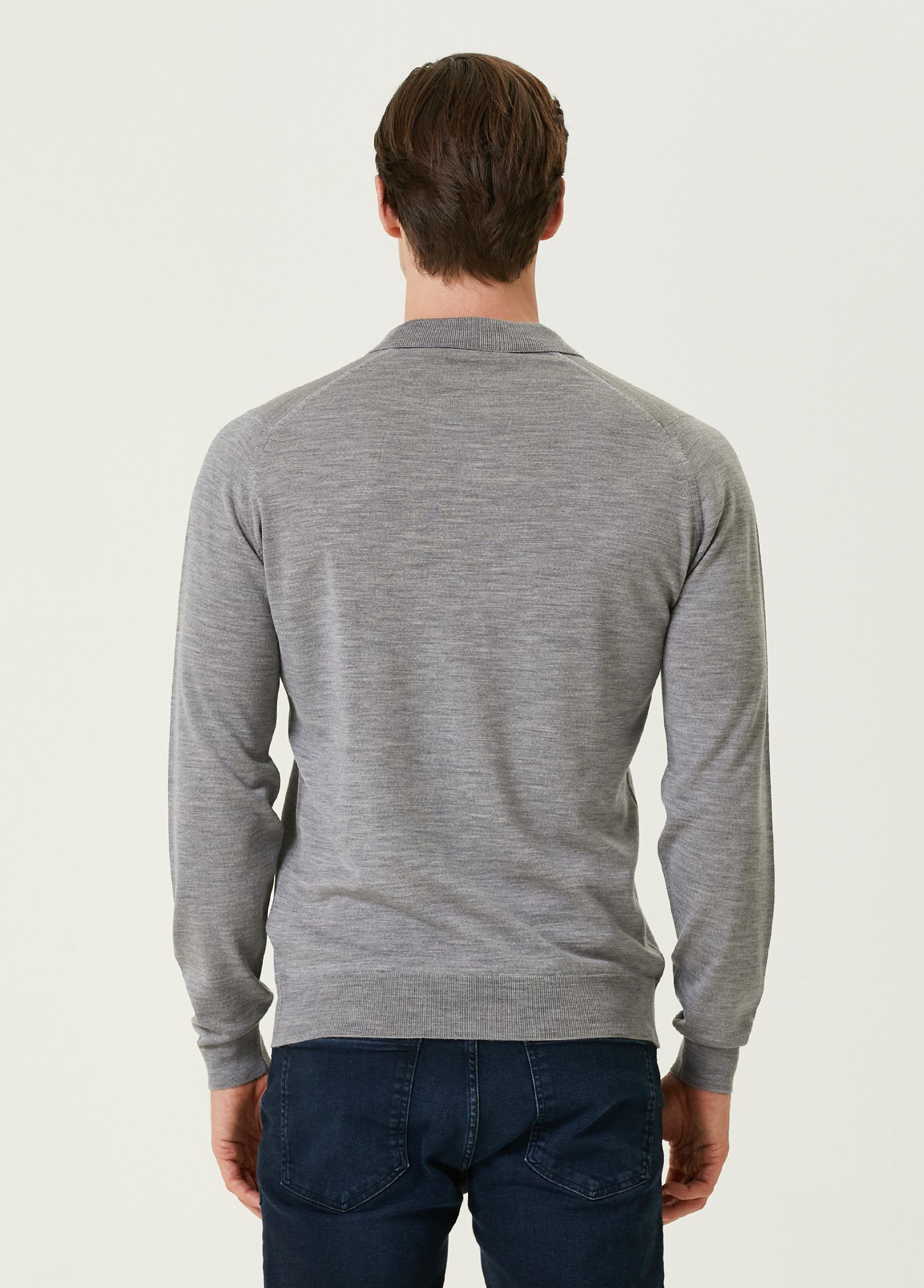 John Smedley JOHN SMEDLEY Belper solid gray merino wool polo sweater XXL Size US XXL / EU 58 / 5 - 4 Thumbnail