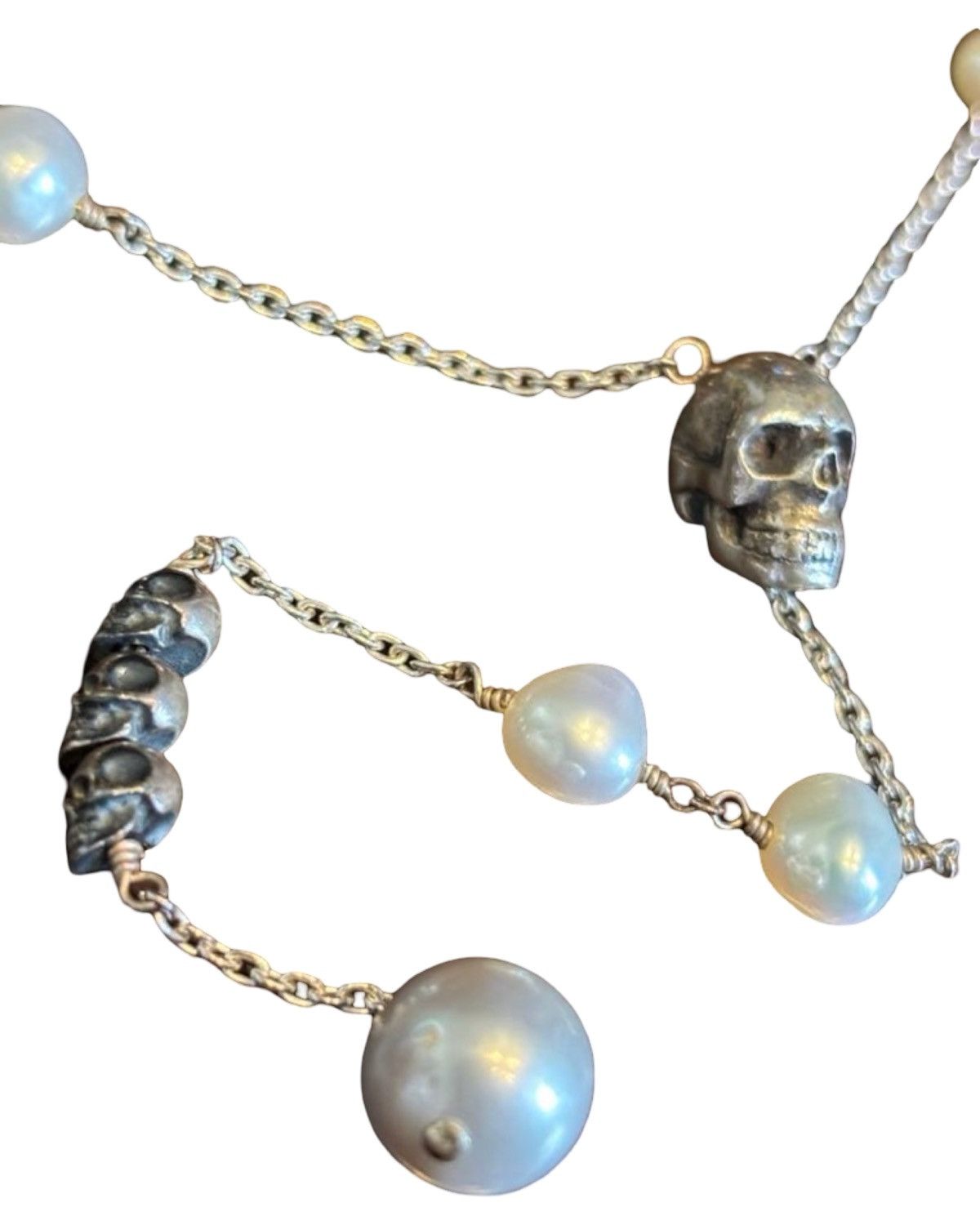 Hysteric Glamour 925 Silver Skull And Pearl Necklace Size ONE SIZE - 2 Thumbnail