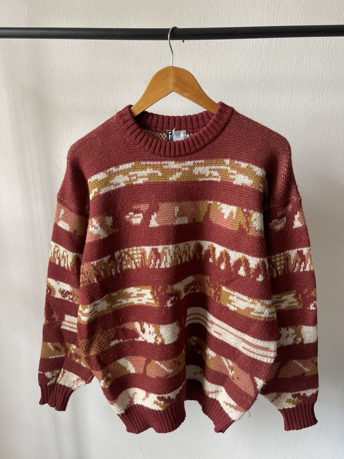 Kansai Yamamoto 90s Kansai Yamamoto Face Motive Wool Knitwear 96 Size US L / EU 52-54 / 3 - 3 Thumbnail