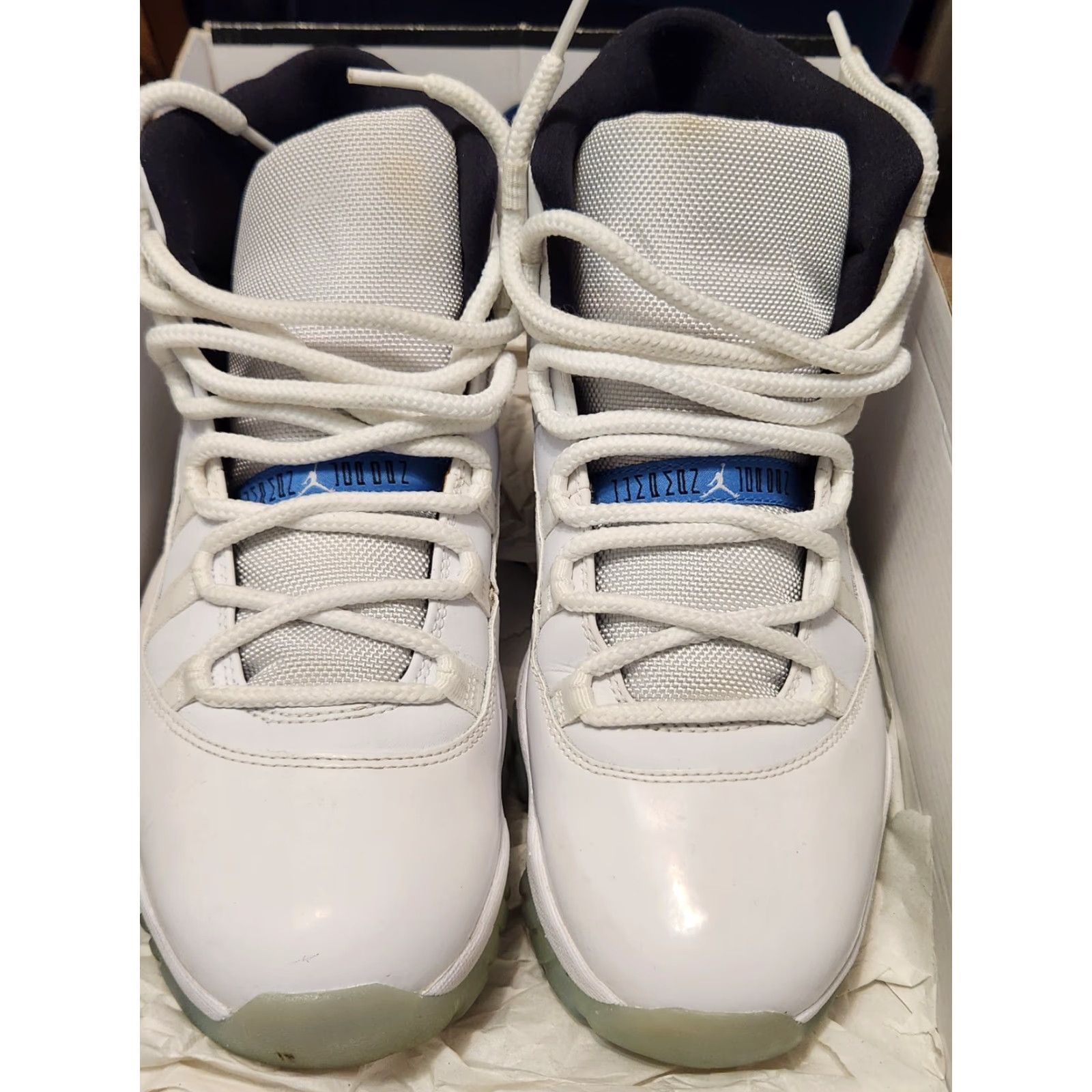 Jordan Brand Jordan Air Jordan 11 Retro High Legend Blue Sneaker Men US 10 White 2014 Athletic High Top 378037-117 Boys? Size US 9 / EU 42 - 3 Thumbnail