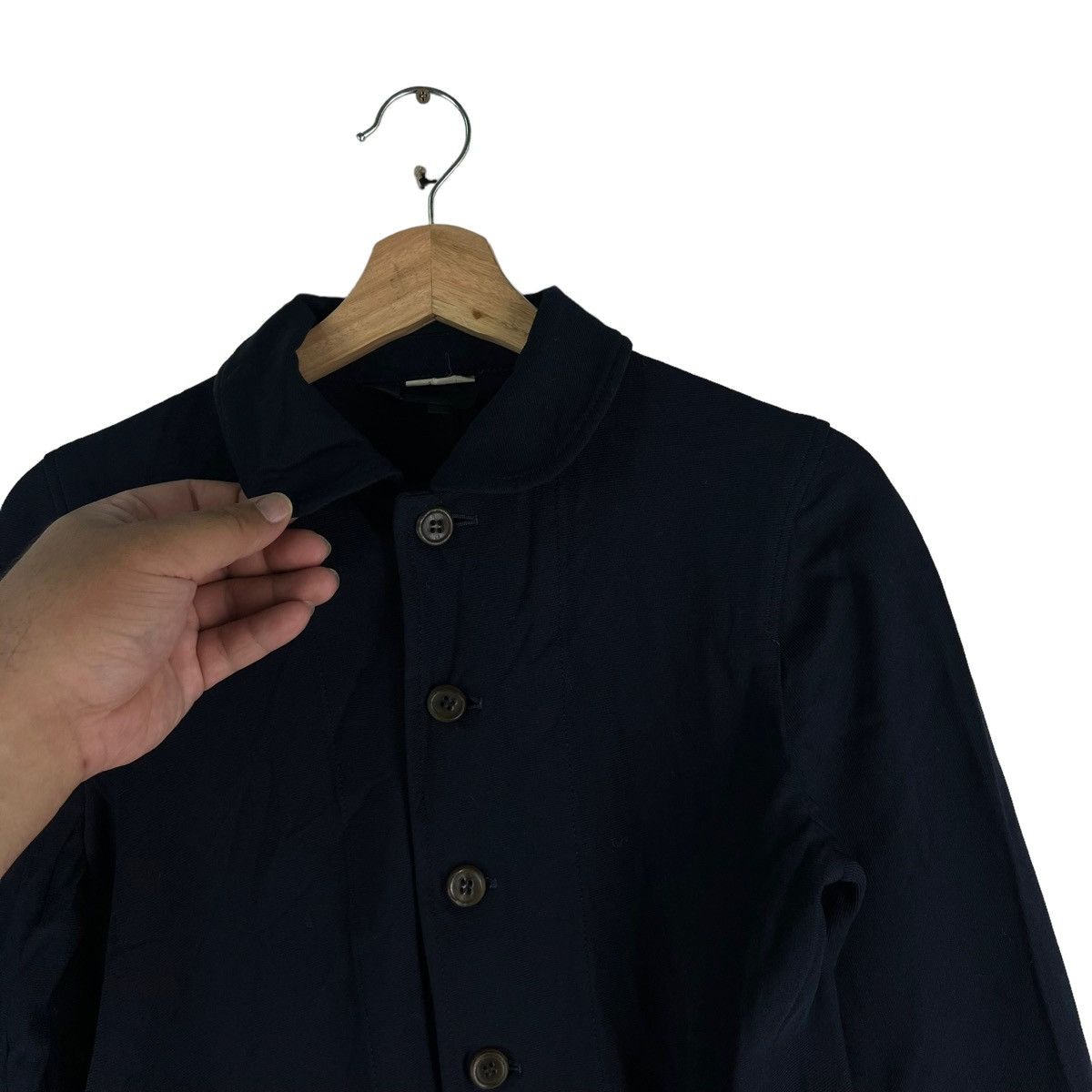 Comme des Garcons 🔥Rich Black - Vtg 80’s Long Jacket Asymmetrical Button Size M / US 6-8 / IT 42-44 - 6 Thumbnail