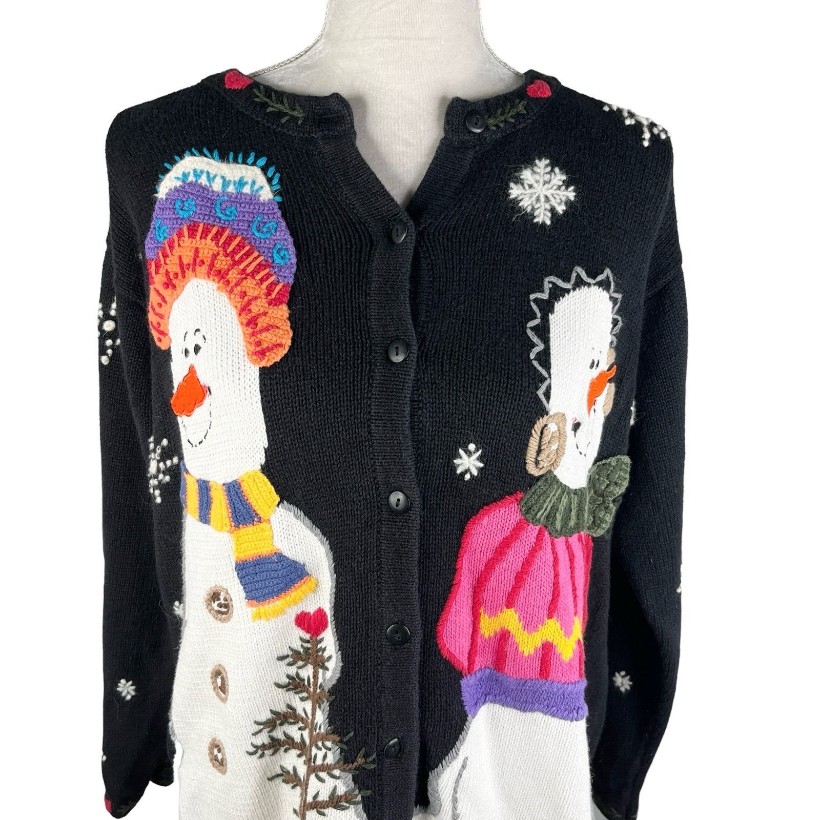 Other Quacker Factory Snowman Sweater M Button Down Embroidered Size M / US 6-8 / IT 42-44 - 10 Thumbnail