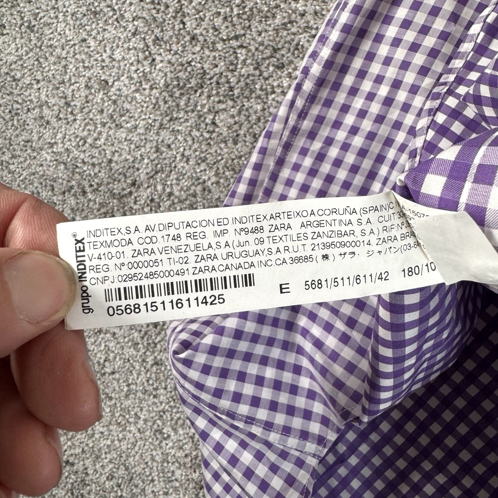 Zara Zara Man Button Up Dress Shirt L Purple Gingham Check Cotton Button-Up Preppy Classic Business Casual Mens Regular 16 Neck Size 16 Size US L / EU 52-54 / 3 - 6 Thumbnail