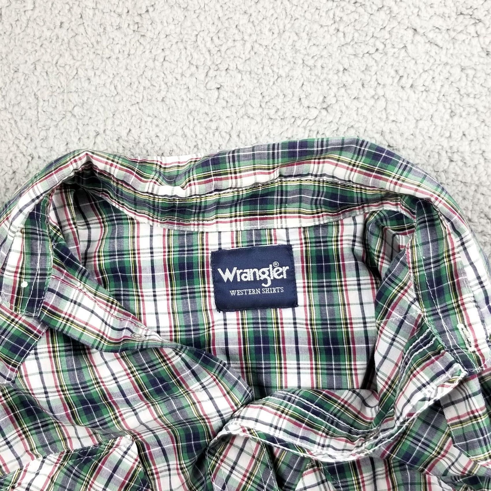 Wrangler VTG Wrangler Shirt Western Striped Button-Up Long Sleeve M L Green Red Cowboy Western Mens Wrangler Shirt Size US L / EU 52-54 / 3 - 7 Thumbnail