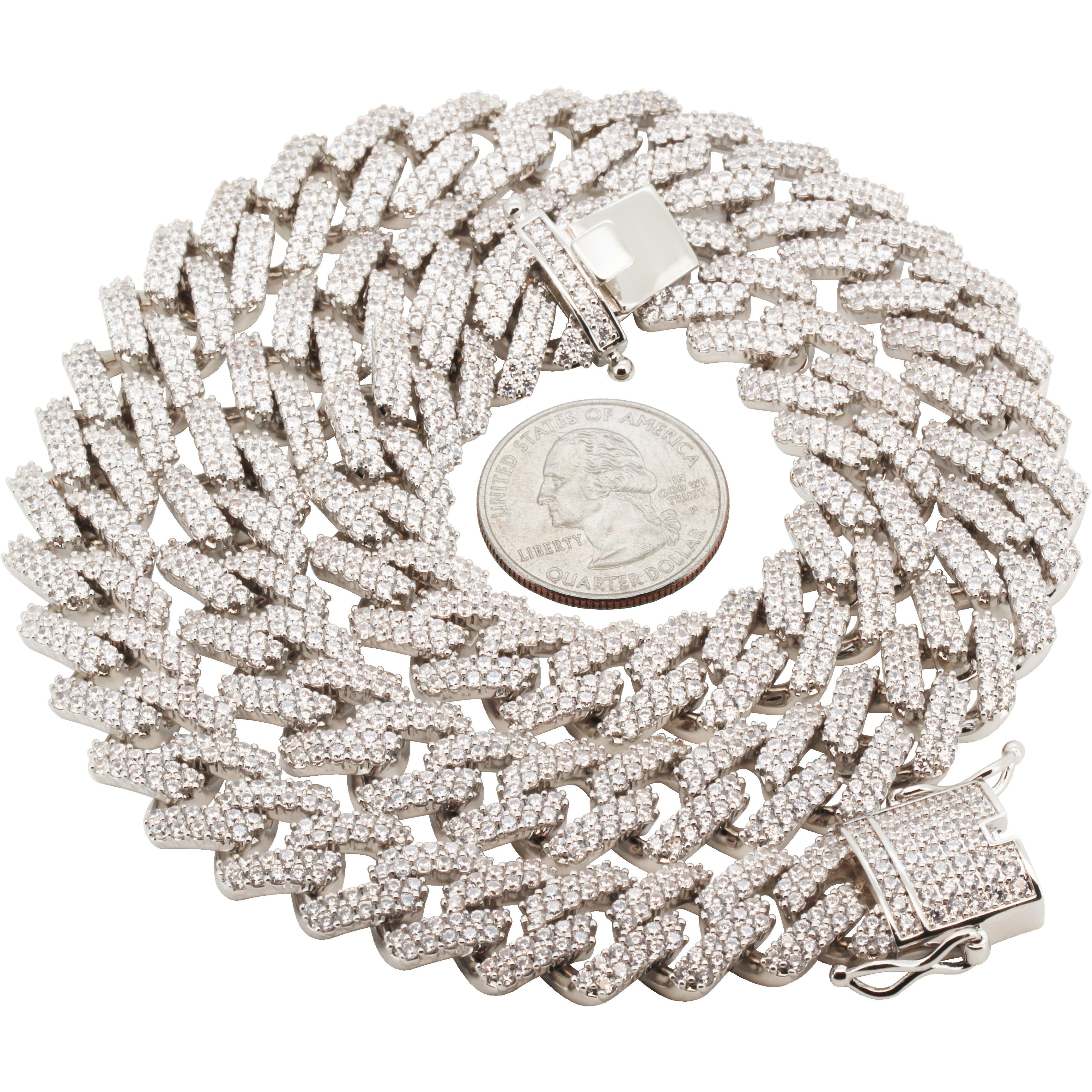 Other 14k White Gold Plated AAA CZ 14mm Cuban Chain Necklace 24” Size ONE SIZE - 2 Thumbnail