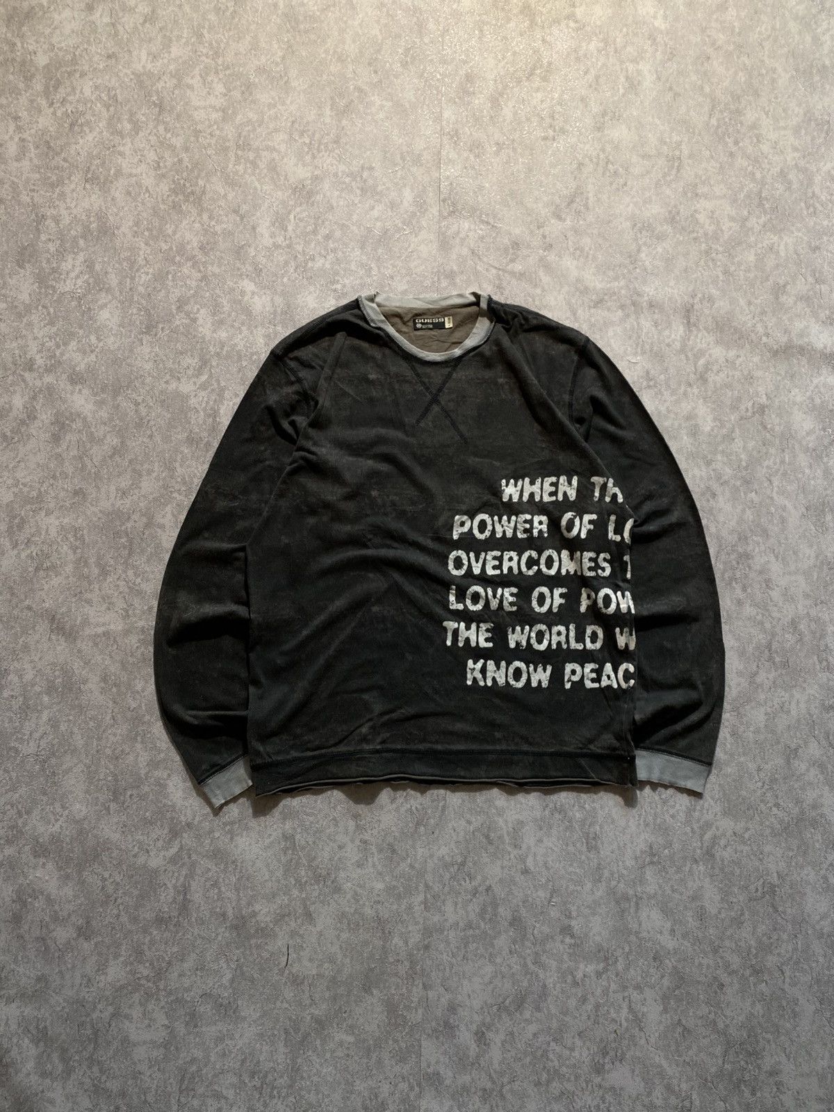 Guess Archive Vintage Guess “Power of Love” Distressed Long Sleeve Size US L / EU 52-54 / 3 - 2 Thumbnail