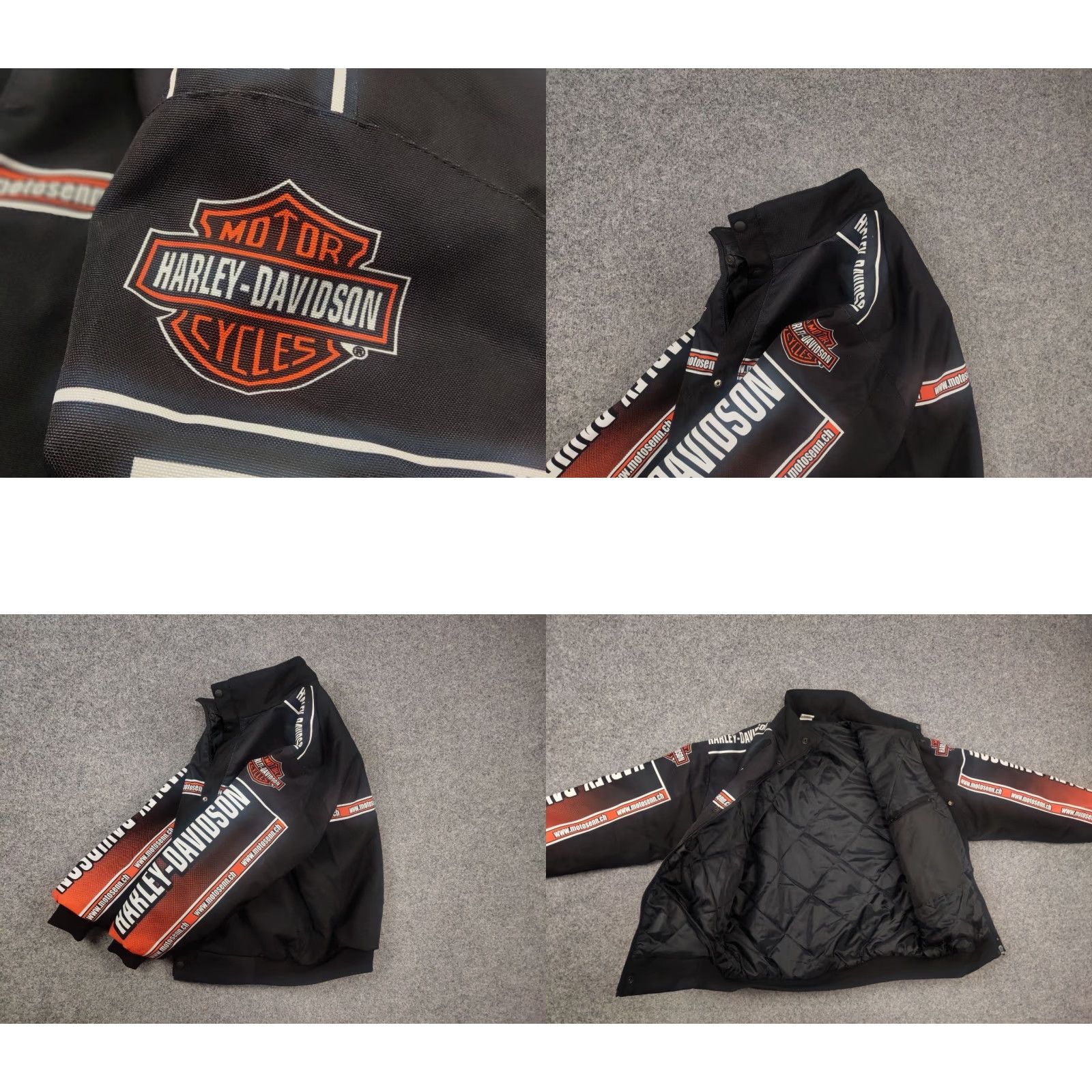 Harley Davidson VINTAGE Harley-Davidson Racing Black Jacket Bomber Moto Bike All Logo Y2K Style Size US S / EU 44-46 / 1 - 9 Thumbnail