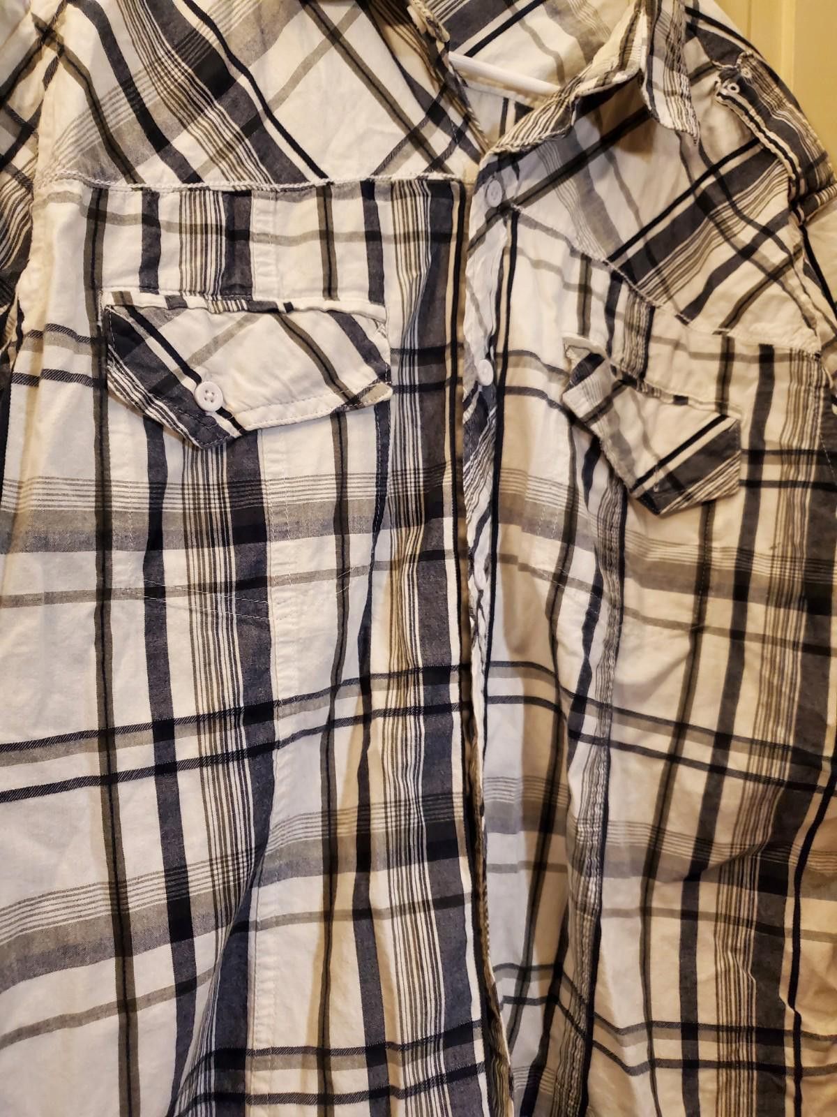 Helix Helix Men's Size XL Western Button Plaid Blk White Shirt L/S Size US XL / EU 56 / 4 - 2 Thumbnail