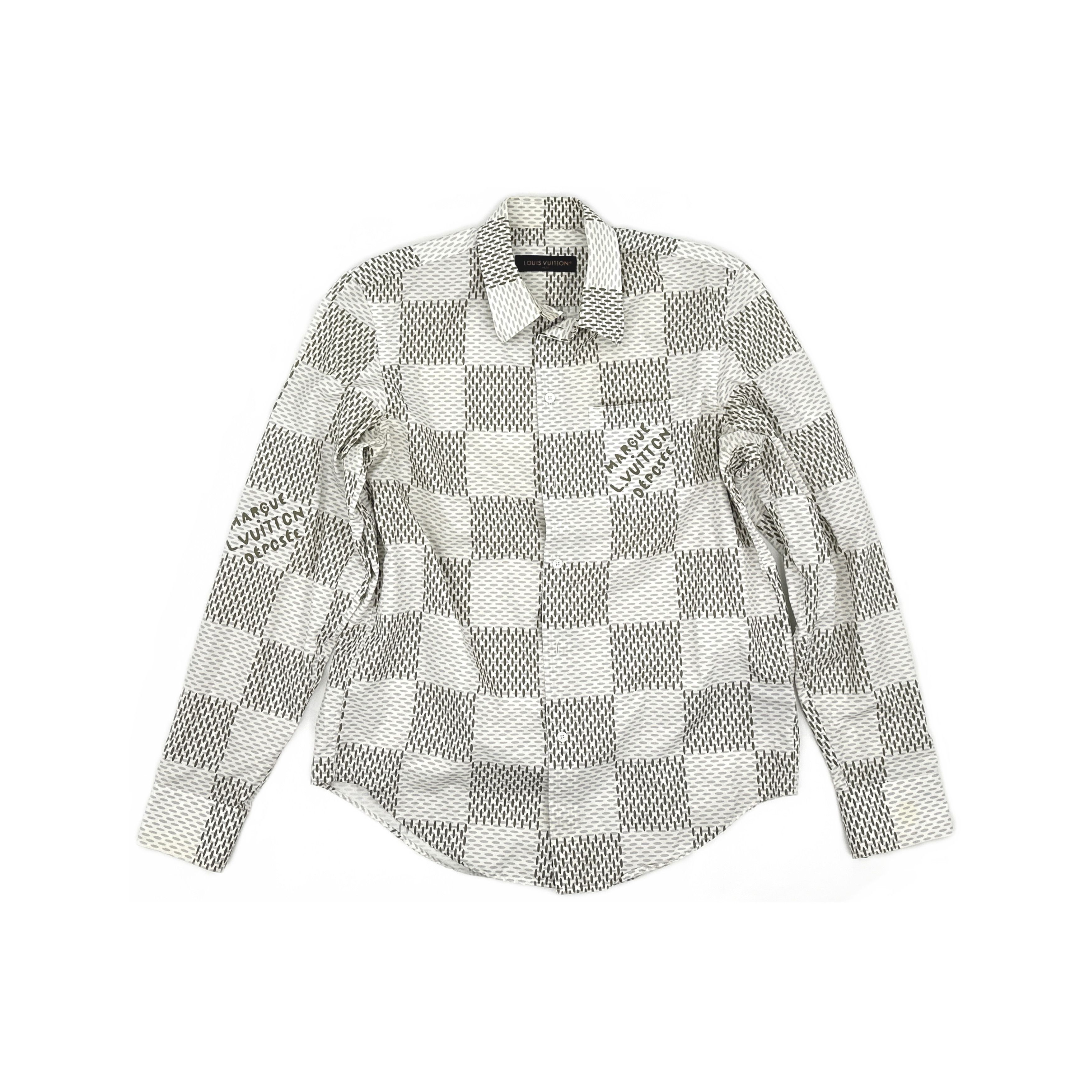 Louis Vuitton Louis Vuitton Damier Script Print Shirt Size L Size US L / EU 52-54 / 3 - 1 Thumbnail