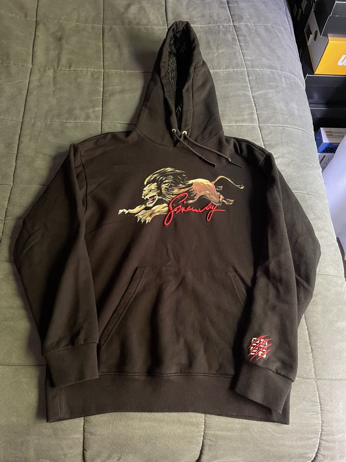 image of Givenchy Leo Lion Embroidered Hoodie in Black, Men's (Size Small)