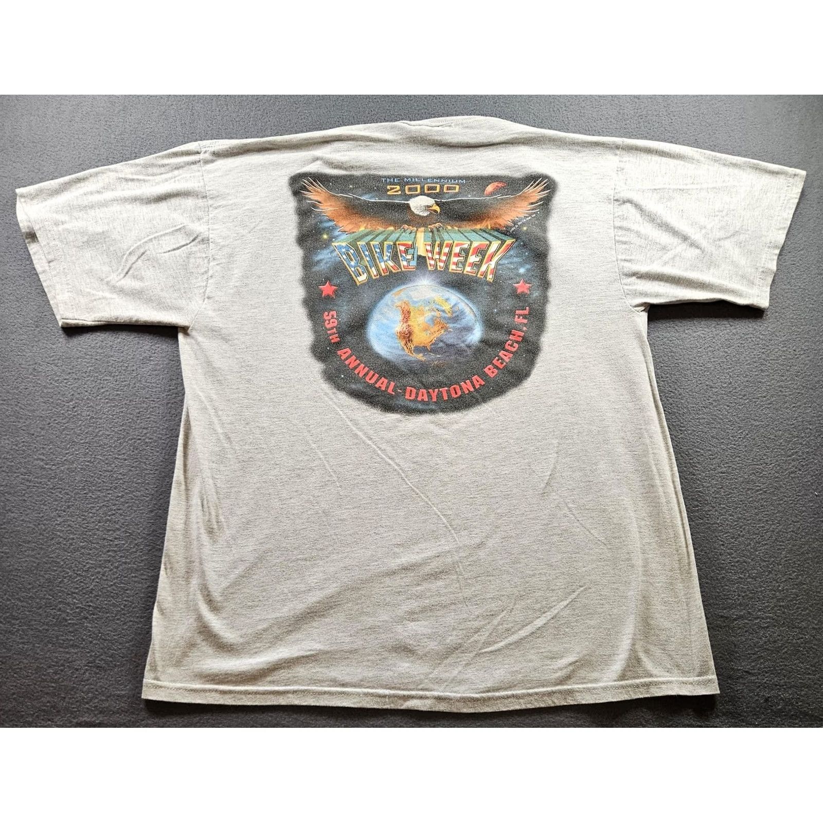 Jerzees VINTAGE Jerzees Daytona Beach Bike Week Shirt Mens XL Gray Short Sleeve Graphic Print Double-Sided 59th Annual 2000 T-Shirt Size US XL / EU 56 / 4 - 7 Thumbnail