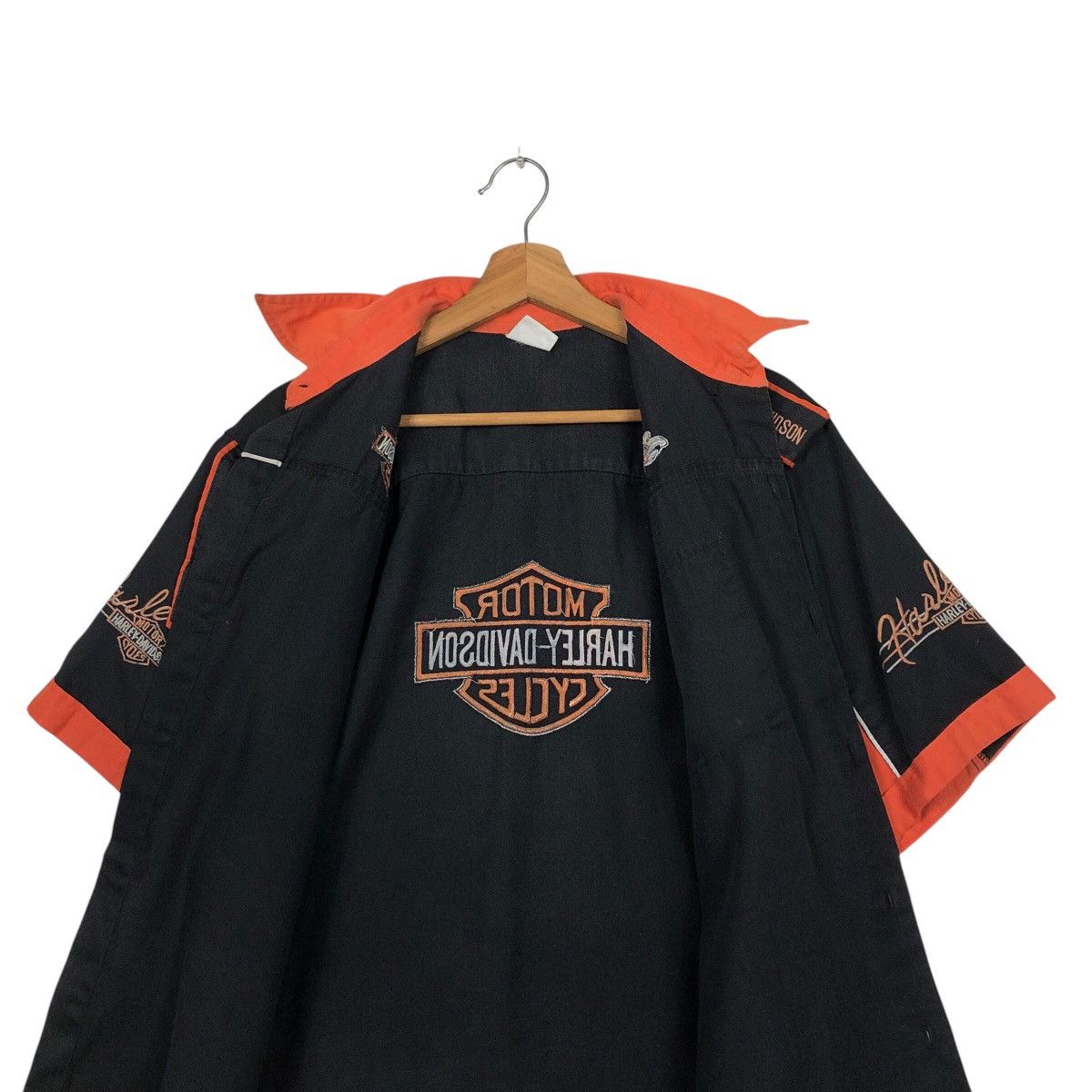 Harley Davidson 📌Vintage Work Shirt Bowling Racing Harley Davidson Big Logo Size US L / EU 52-54 / 3 - 17 Thumbnail