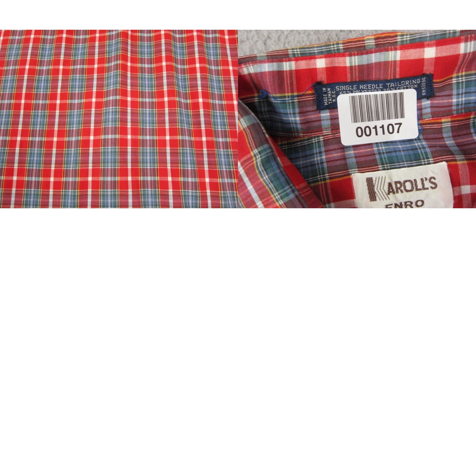 Enro VINTAGE ENRO Shirt Mens LT Red Plaid Button-Up Short Sleeve Casual Workwear 80s 90s Outdoor Camp Classic Made in USA Size US L / EU 52-54 / 3 - 9 Thumbnail
