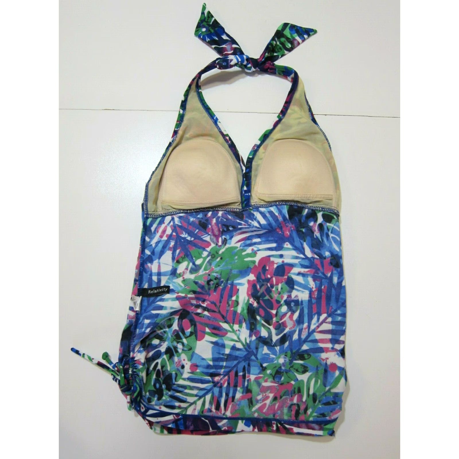 Vintage Relativity Hawaiian Floral Padded Halter Tankini Swim Top Size 8 Women Pink Green Blue Size M / US 6-8 / IT 42-44 - 5 Thumbnail