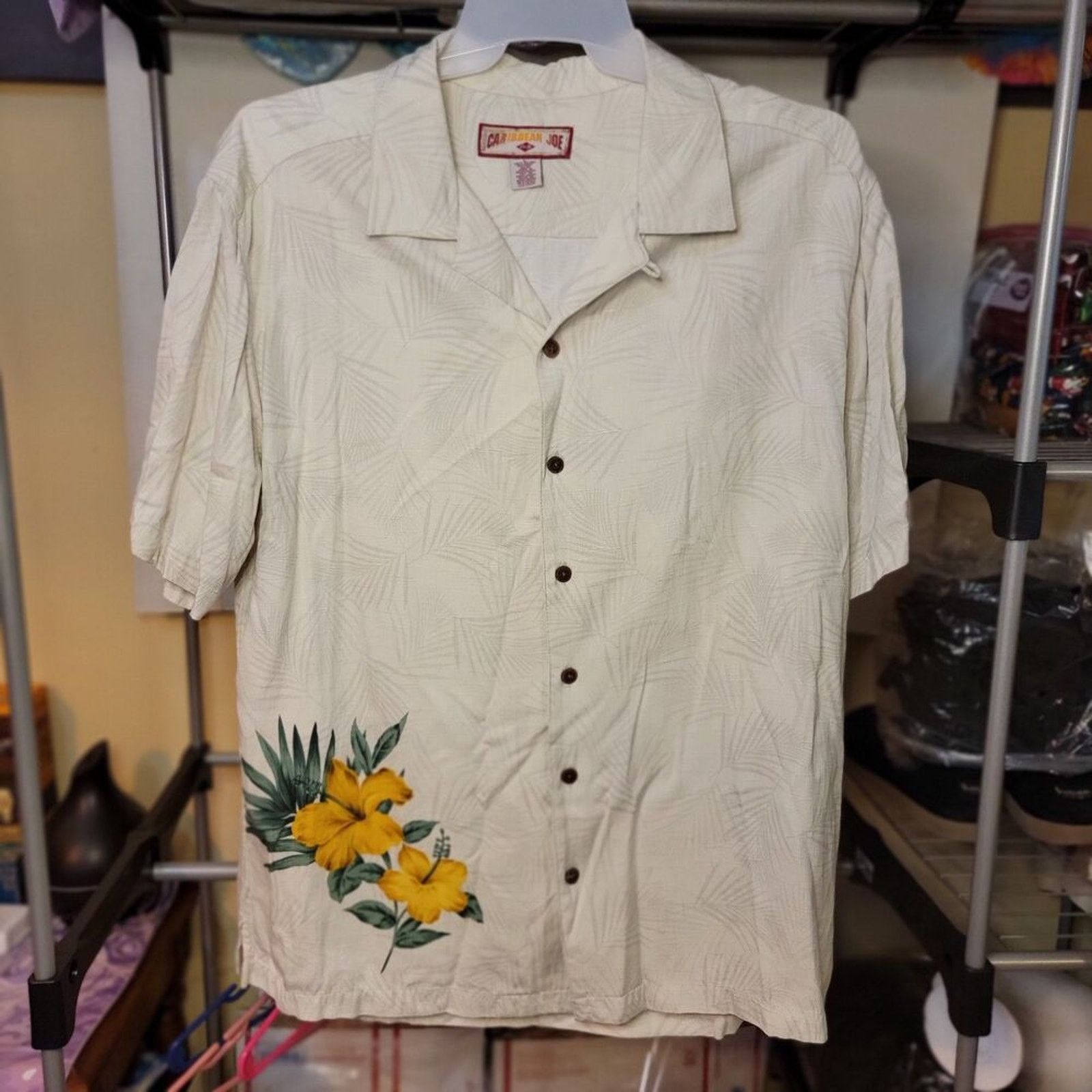 Other Caribbean Joe SS Full Button White Big Flowers - Size XL Size US XL / EU 56 / 4 - 1 Thumbnail