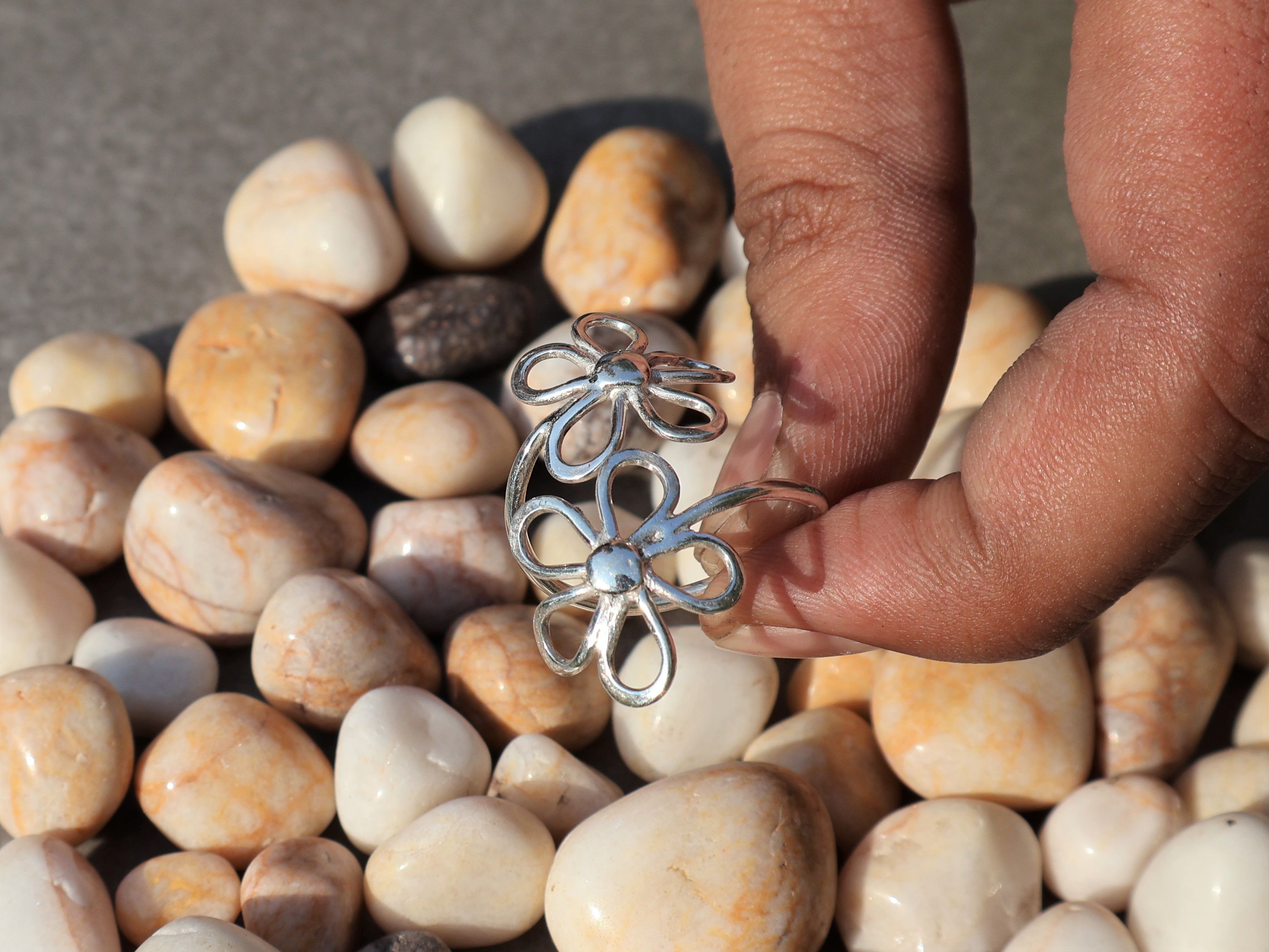 Handmade Flower Ring, Sterling Silver Jewelry, Handmade Promise Ring, Size ONE SIZE - 8 Thumbnail