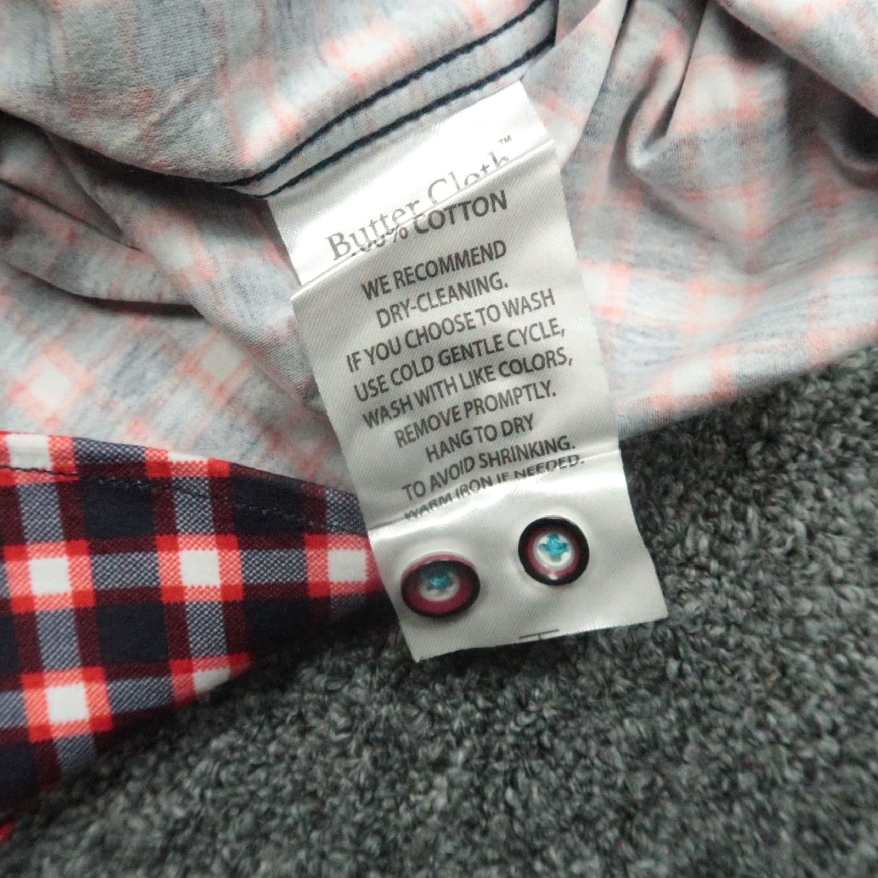 Vintage Buttercloth Shirt Mens XXL Red Blue Gingham Plaid Long Sleeve Button NWT Size US XXL / EU 58 / 5 - 7 Thumbnail