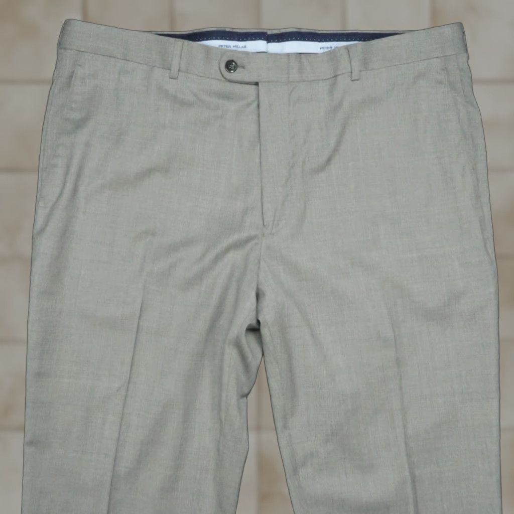 Peter Millar Peter Millar Pants Men 40x30 Gray Wool Chino Trousers Flat Front Casual Business 40 In Belt Loops Slashing Pockets Stretch Mens Size US 40 / EU 56 - 1 Thumbnail