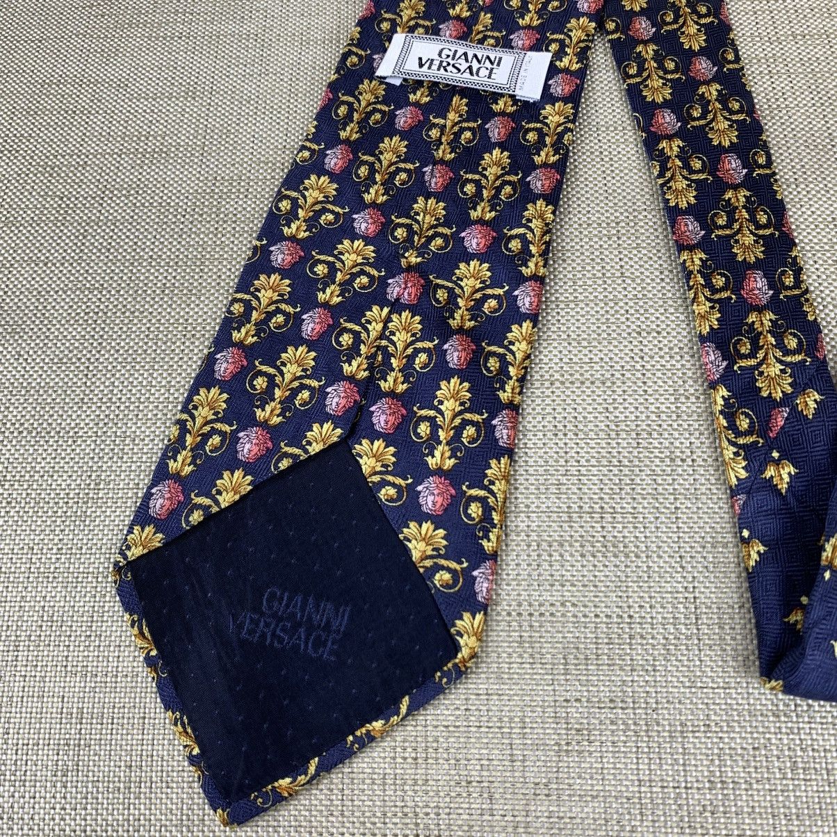 Versace × Vintage Gianni Versace Vintage Baroque Golden Silk Tie Caravate Size ONE SIZE - 7 Thumbnail