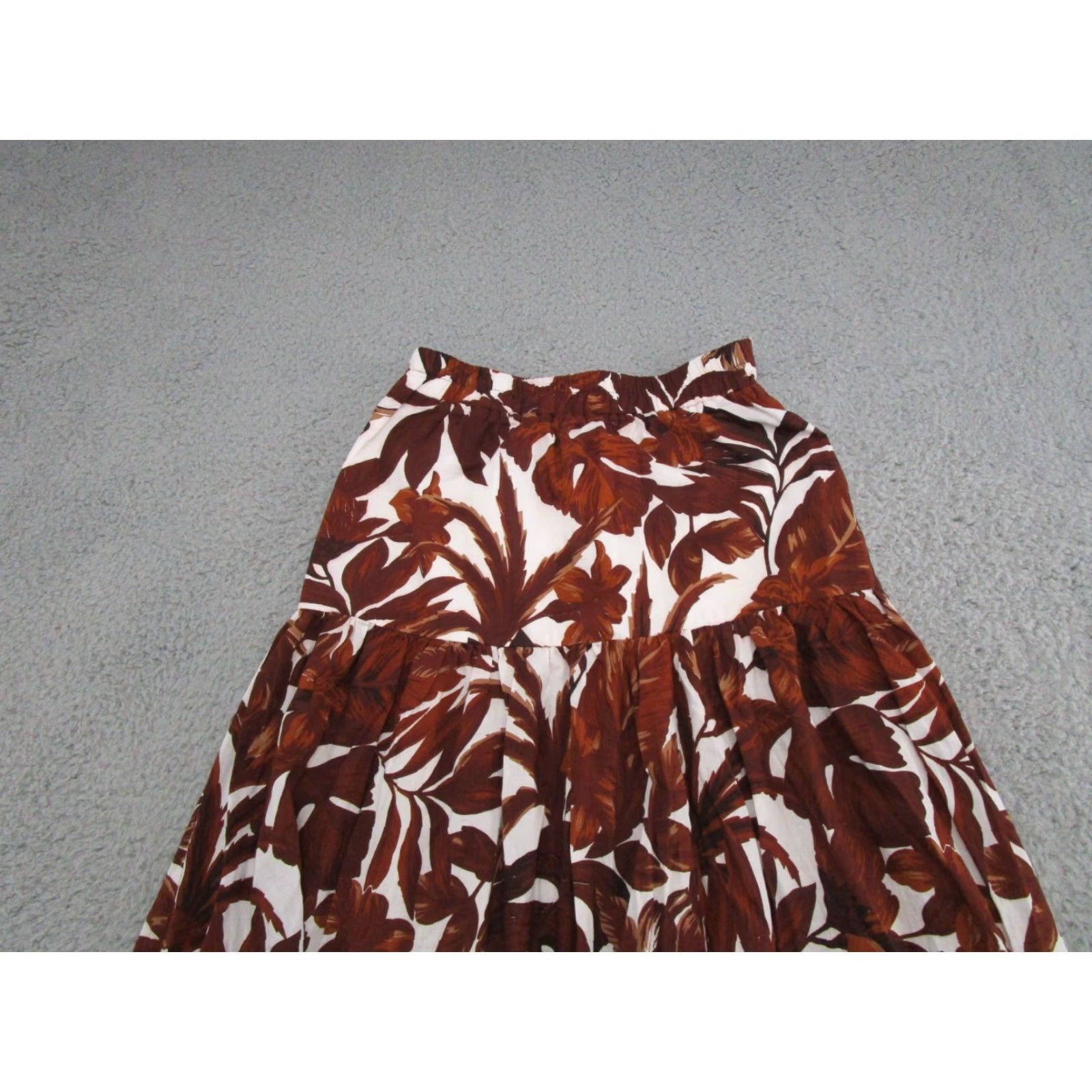 Vintage VINTAGE Seven Wonders Skirt Floral Leaf Elastic Waist XS 100% Cotton Black A-Line Long Womens Size 26" / US 2 / IT 38 - 6 Thumbnail