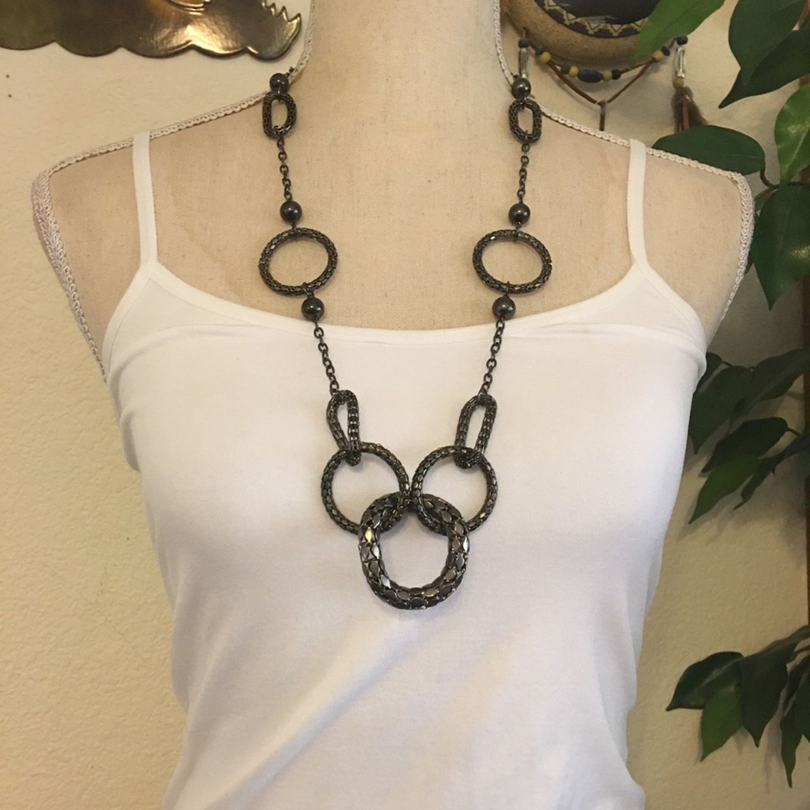 Jewelry Modern black chrome tone chain link necklace Size ONE SIZE - 3 Thumbnail