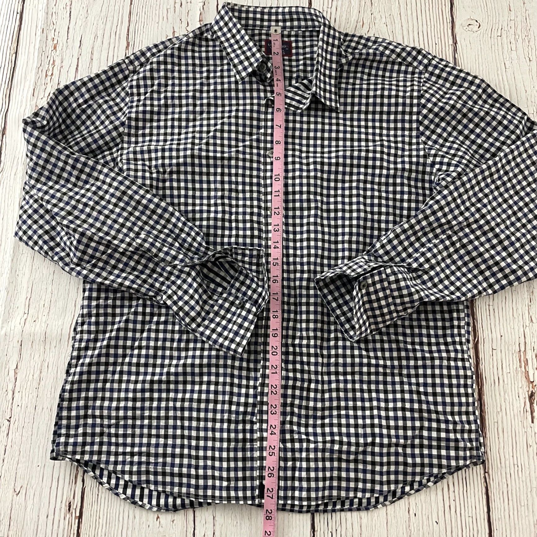 UNTUCKit UNTUCKit Plaid Shirt Men's Large Blue White Long Sleeve Button-Up Regular Fit Size US L / EU 52-54 / 3 - 3 Thumbnail