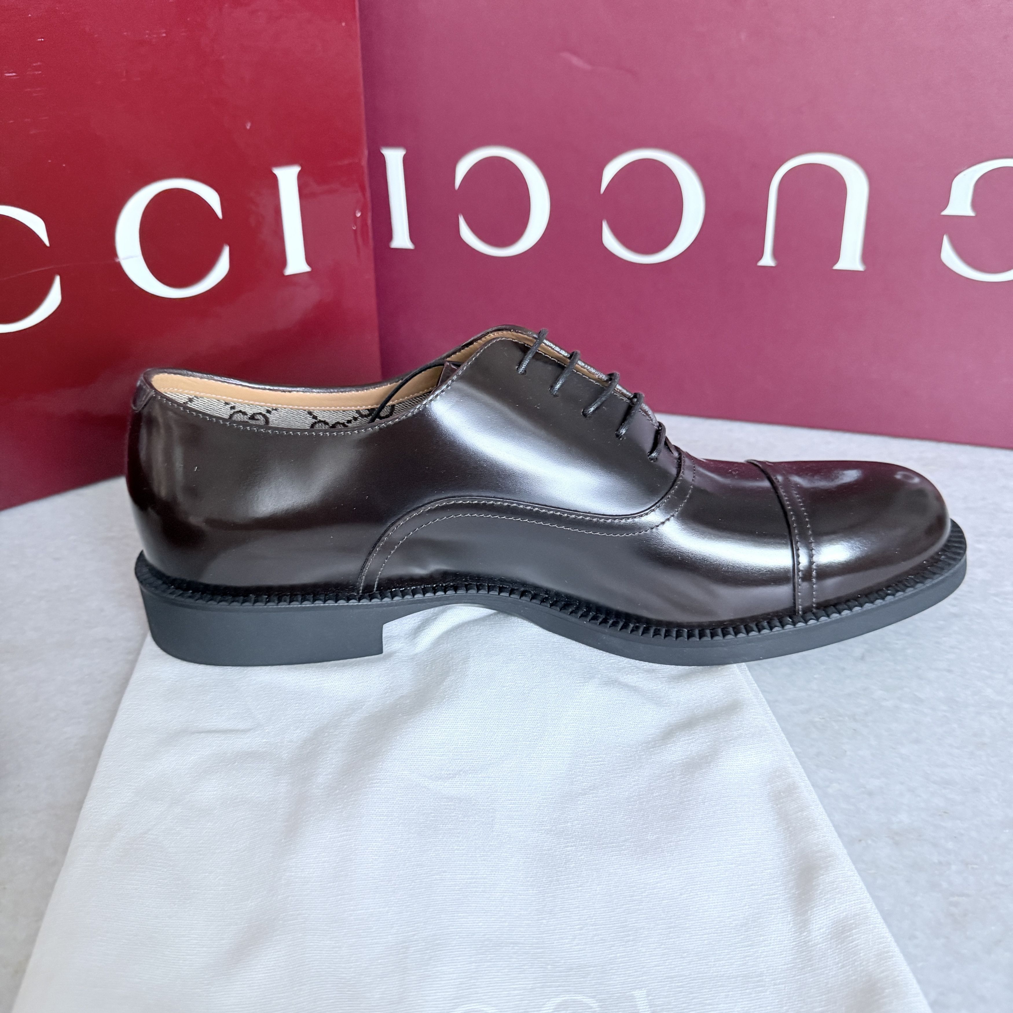 Gucci Gucci 812153 Mens Tempe Cap-Toe Brown Leather Oxford Shoes Size US 8.5 / EU 41-42 - 7 Thumbnail